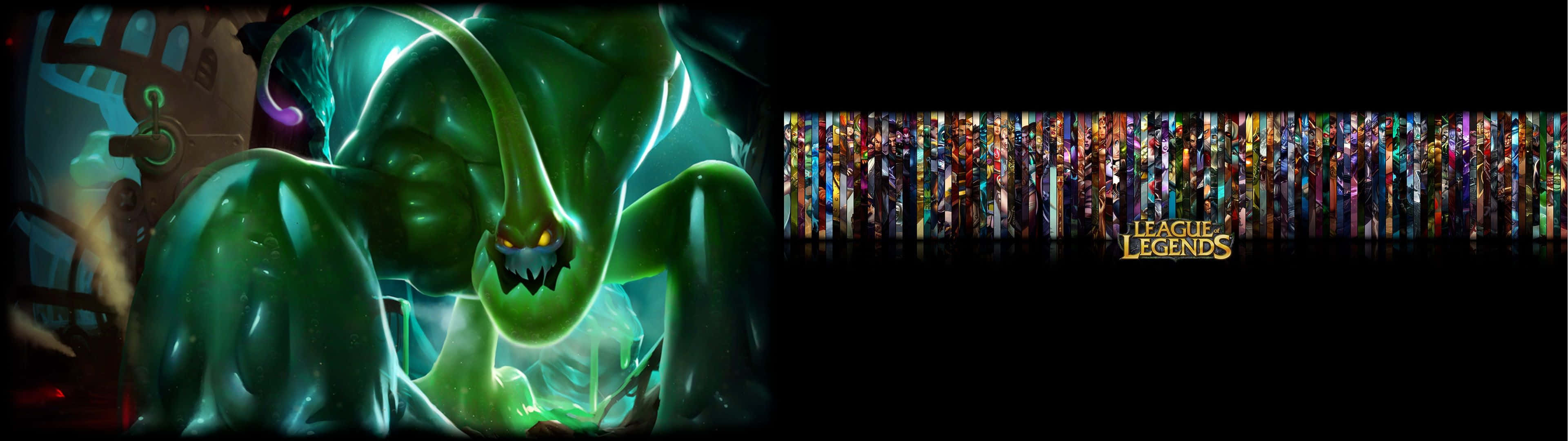 League of Legends, green monster, glowing eyes, 4K Desktop Wallpaper