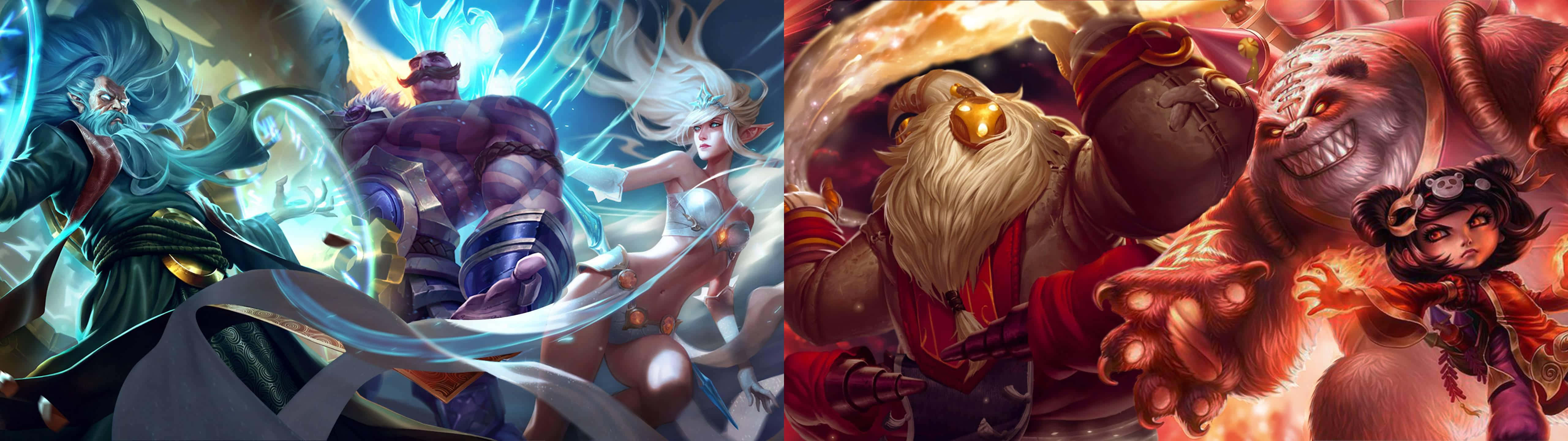 League Of Legends, dual screen gameplay, glowing magic, 5K Desktop Wallpaper