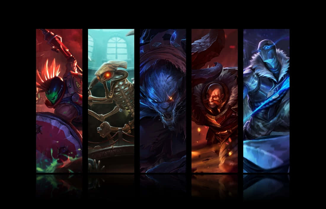 League Of Legends, dual screen, fantasy warriors, SD Desktop Wallpaper
