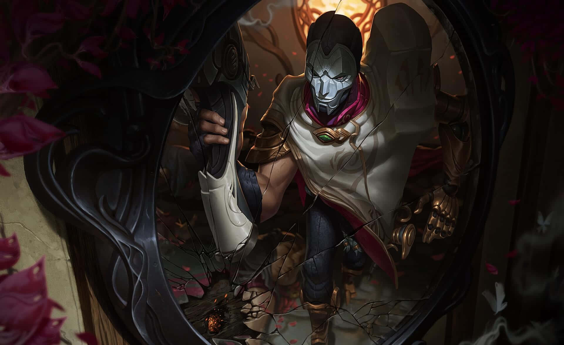 League Of Legends, dual screens, masked warrior, Full HD Desktop Wallpaper
