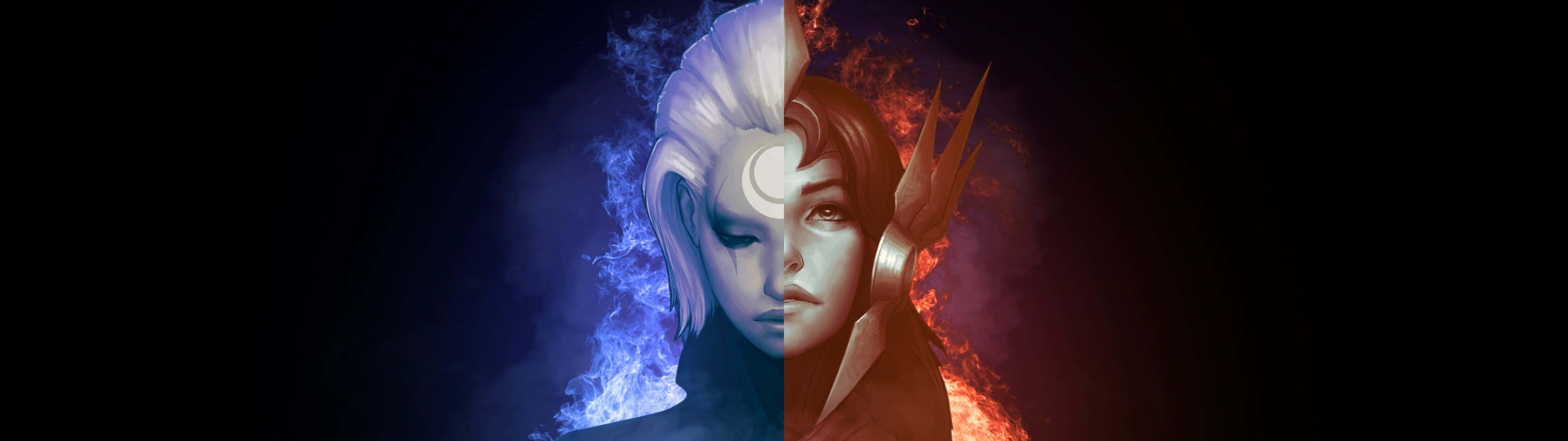 League Of Legends, dual screen, icy blue, 4K Desktop Wallpaper