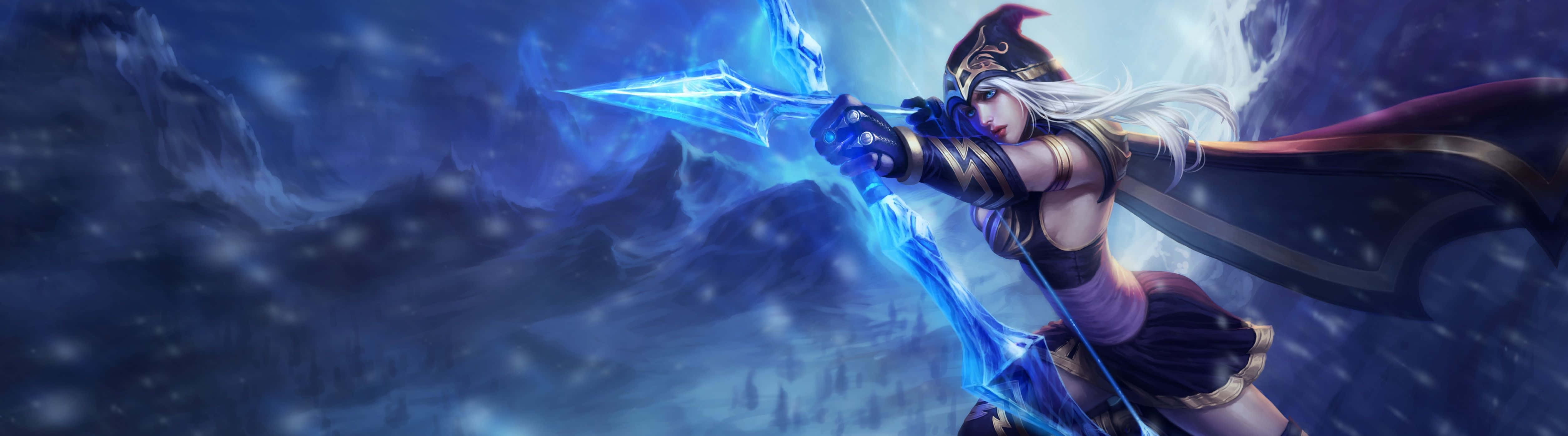 League Of Legends, dual screen, white hair, 4K Desktop Wallpaper