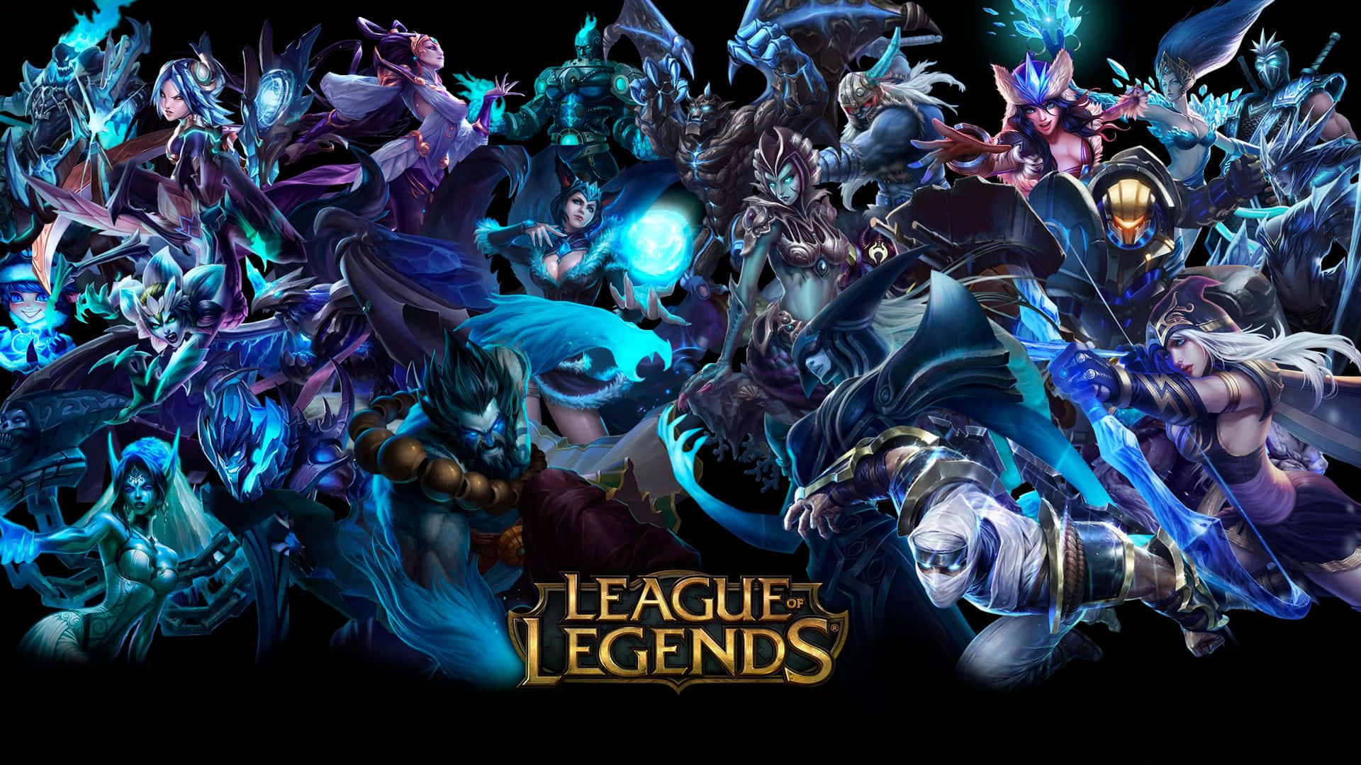 League Of Legends, glowing blue and purple armor, champions, Full HD Desktop Wallpaper