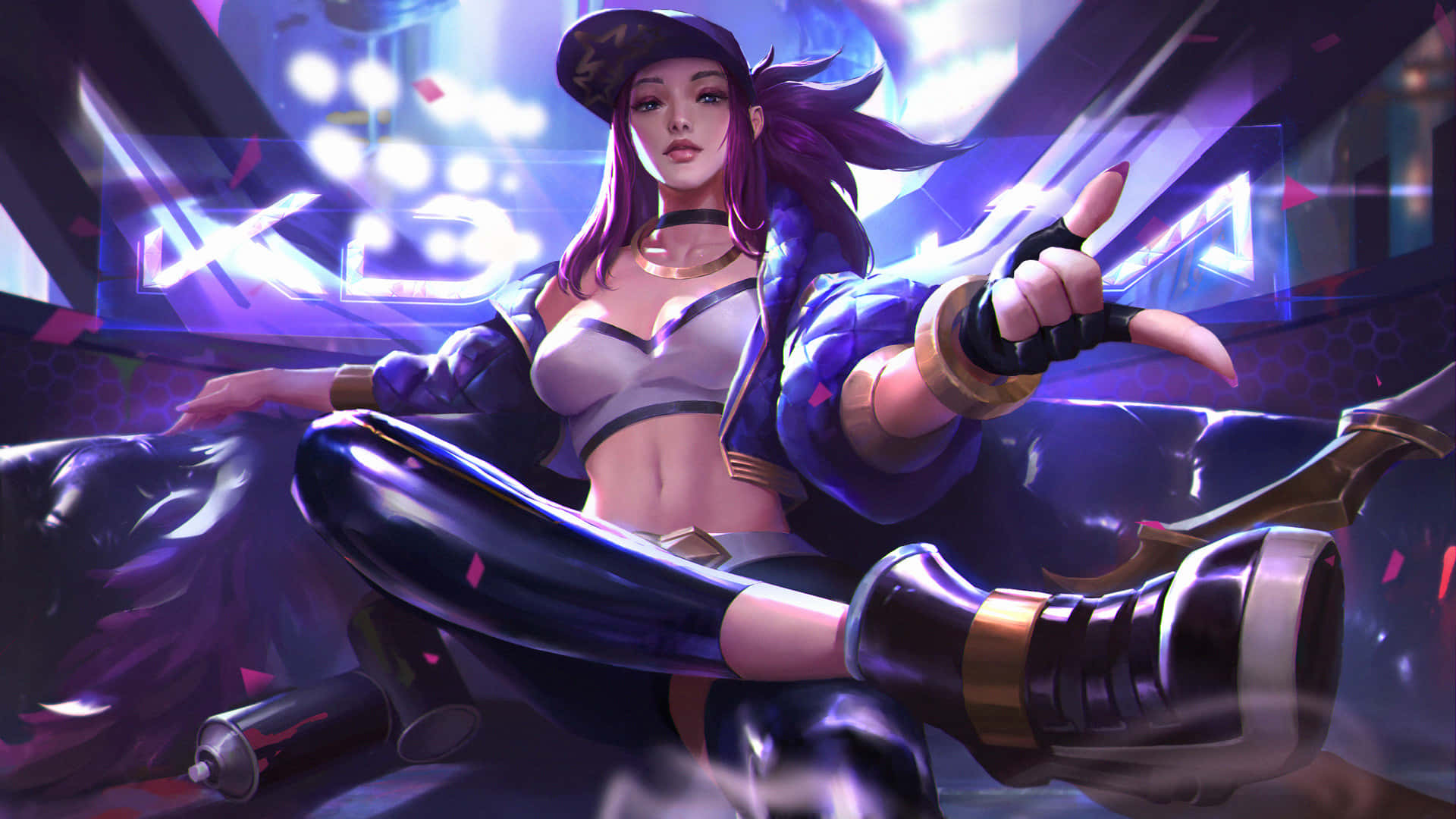 League Of Legends, anime girl, purple hair, Full HD Desktop Wallpaper