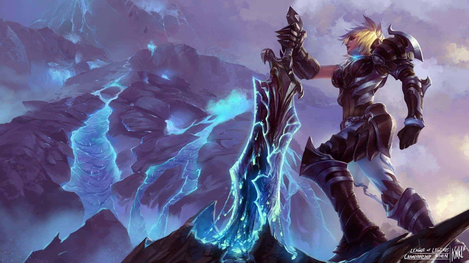 League of Legends, blonde warrior, dark armor, Full HD Desktop Wallpaper