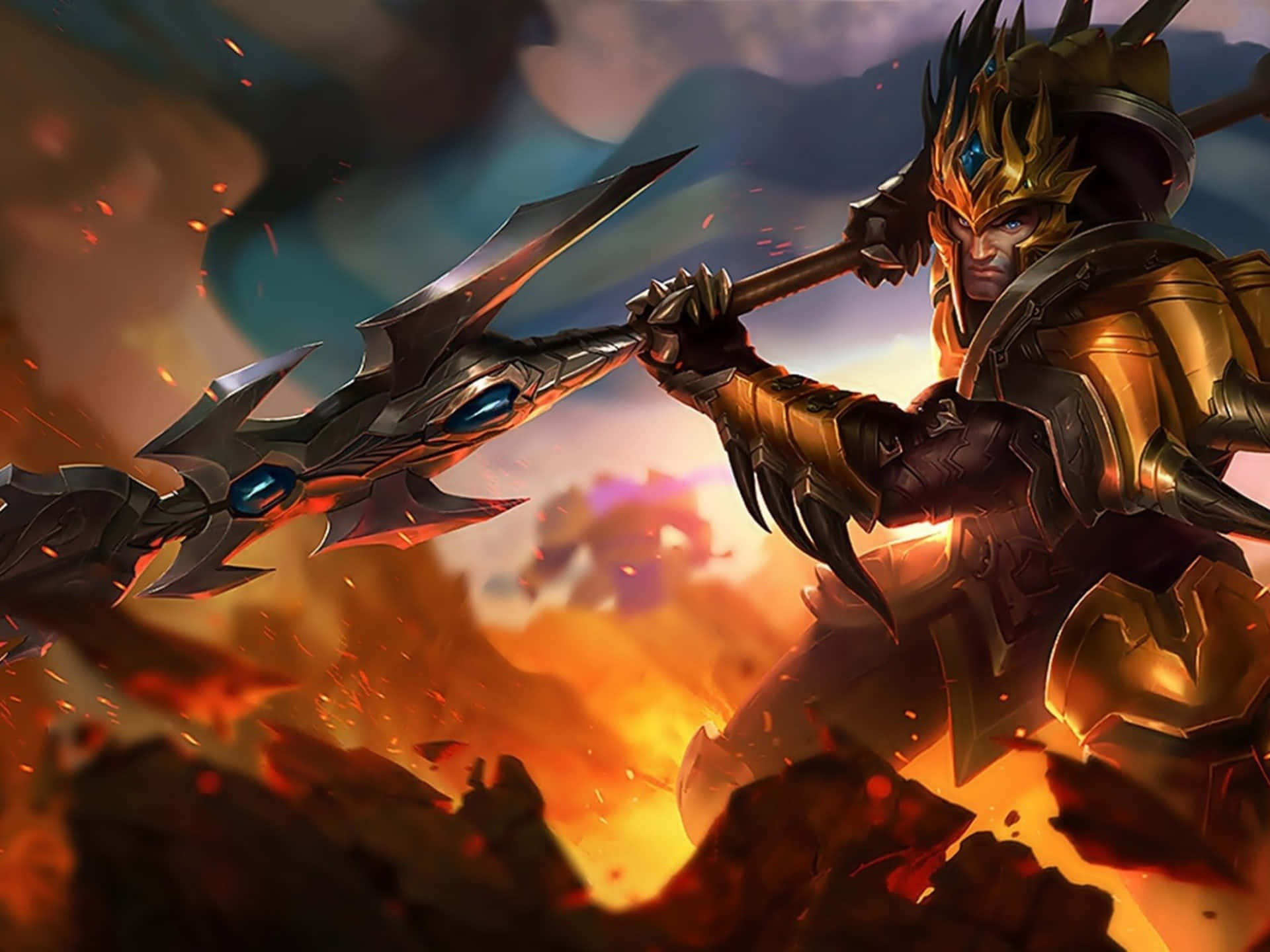 League Of Legends, warrior, golden armor, Full HD Desktop Wallpaper