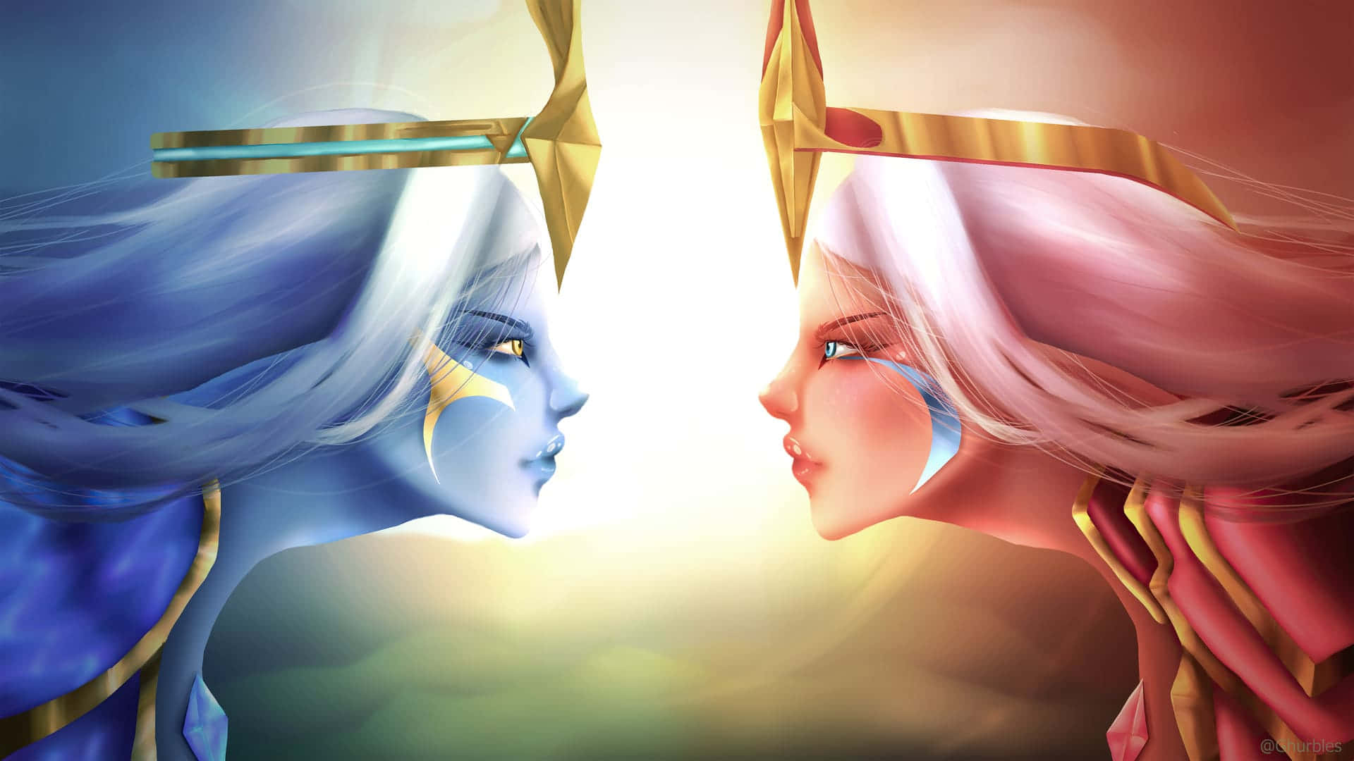 League of Legends, anime characters, blue, Full HD Desktop Wallpaper
