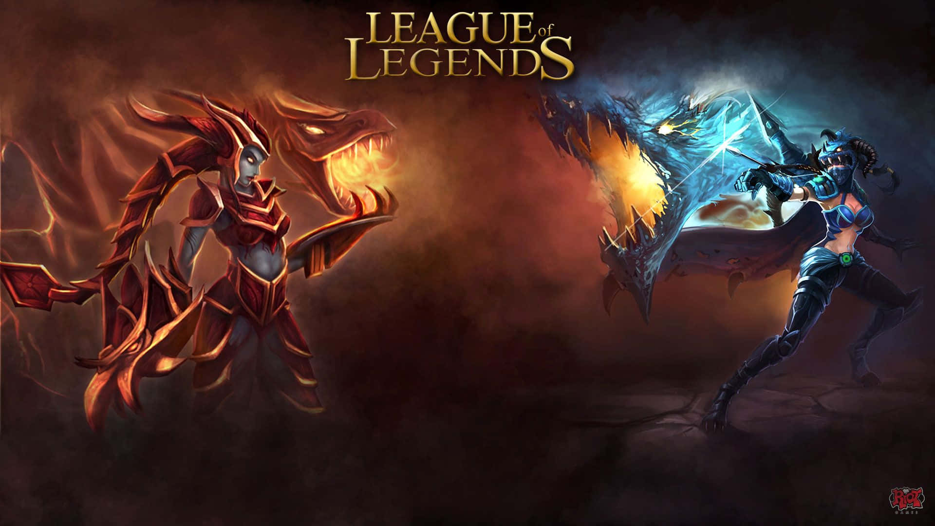 League of Legends HD, champions, fiery dragons, Full HD Desktop Wallpaper