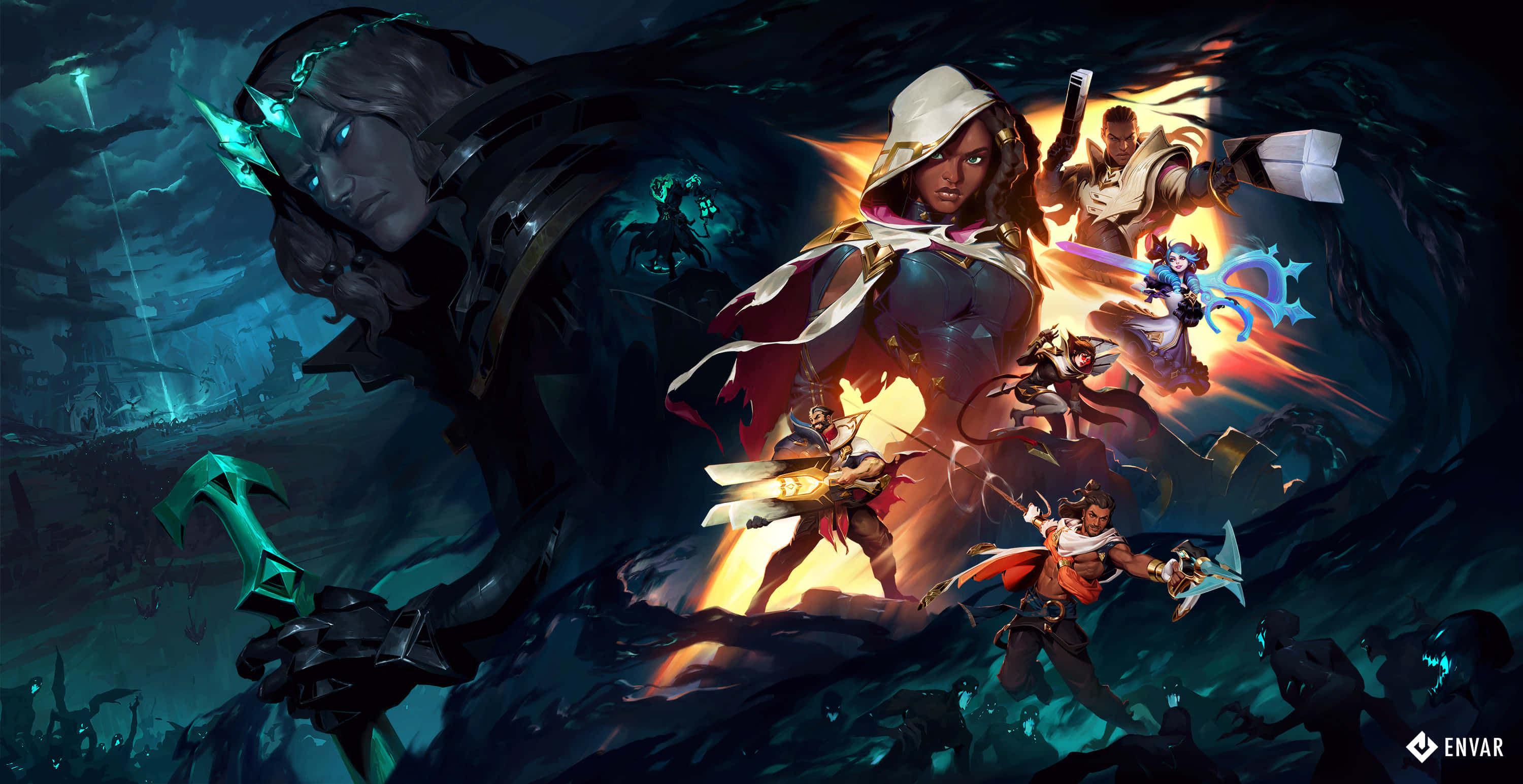 League Of Legends, HD, stormy teal backdrop, 2K Desktop Wallpaper