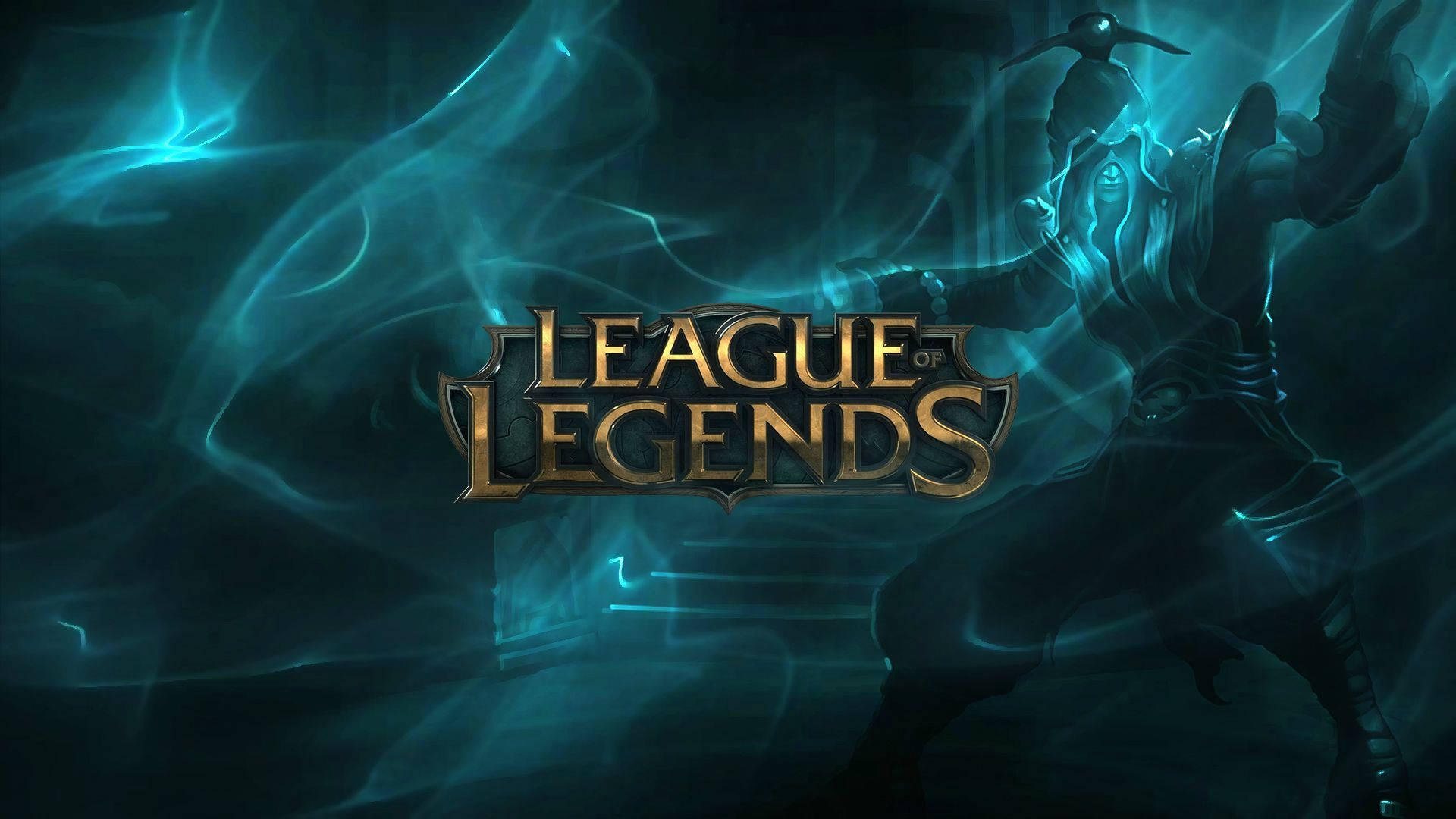 League Of Legends Logo, golden League of Legends logo, dark fantasy warrior, Full HD Desktop Wallpaper