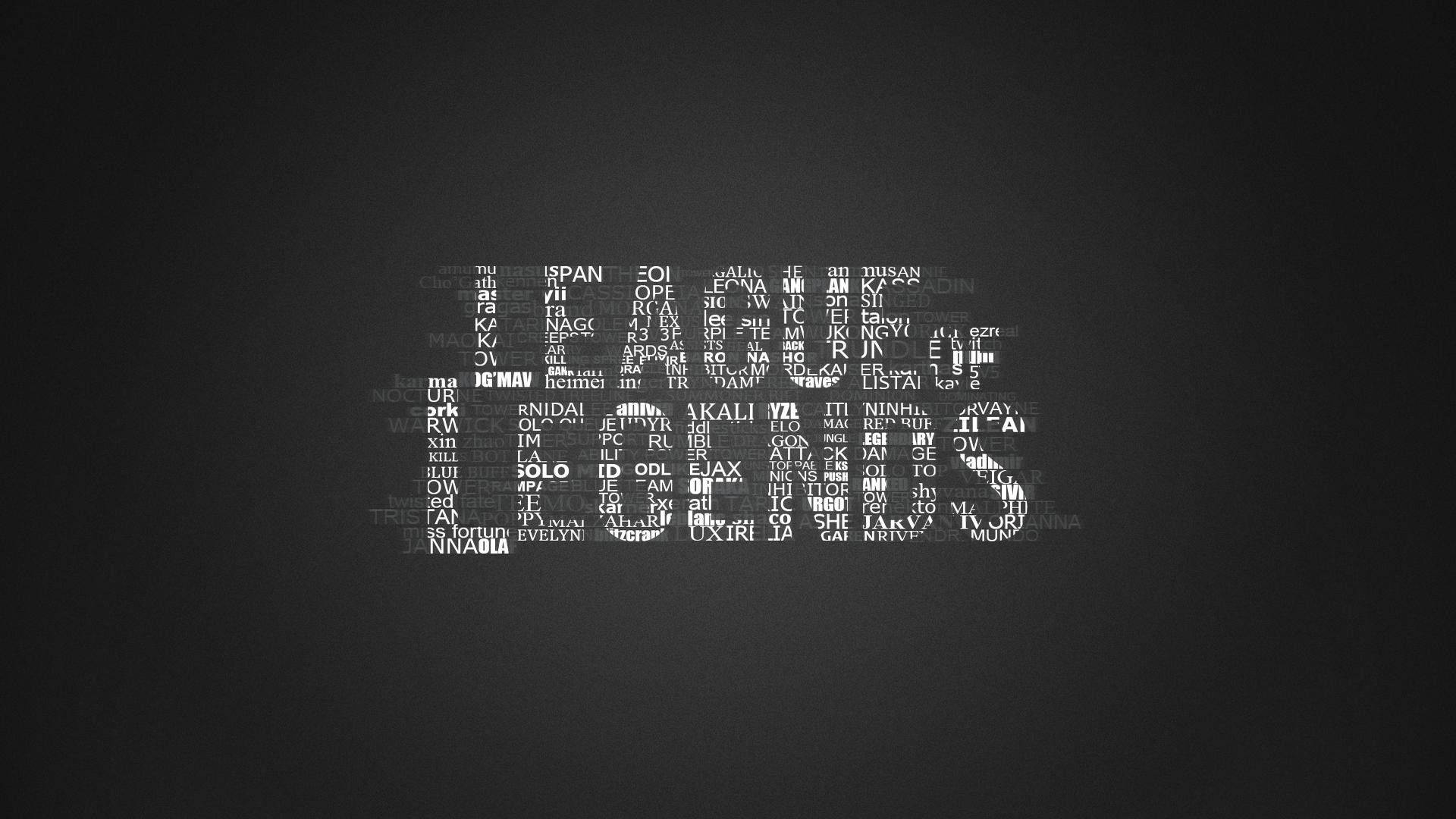 League Of Legends Logo, minimalist, white text collage, Full HD Desktop Wallpaper