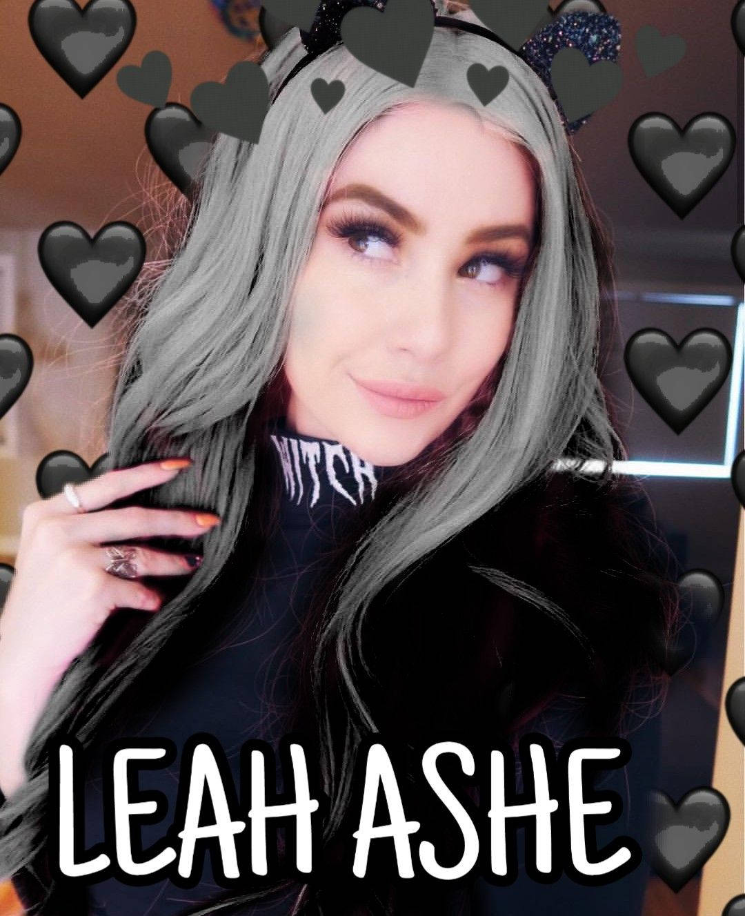 Leah Ashe, silver hair, heart overlays, HD Phone Wallpaper