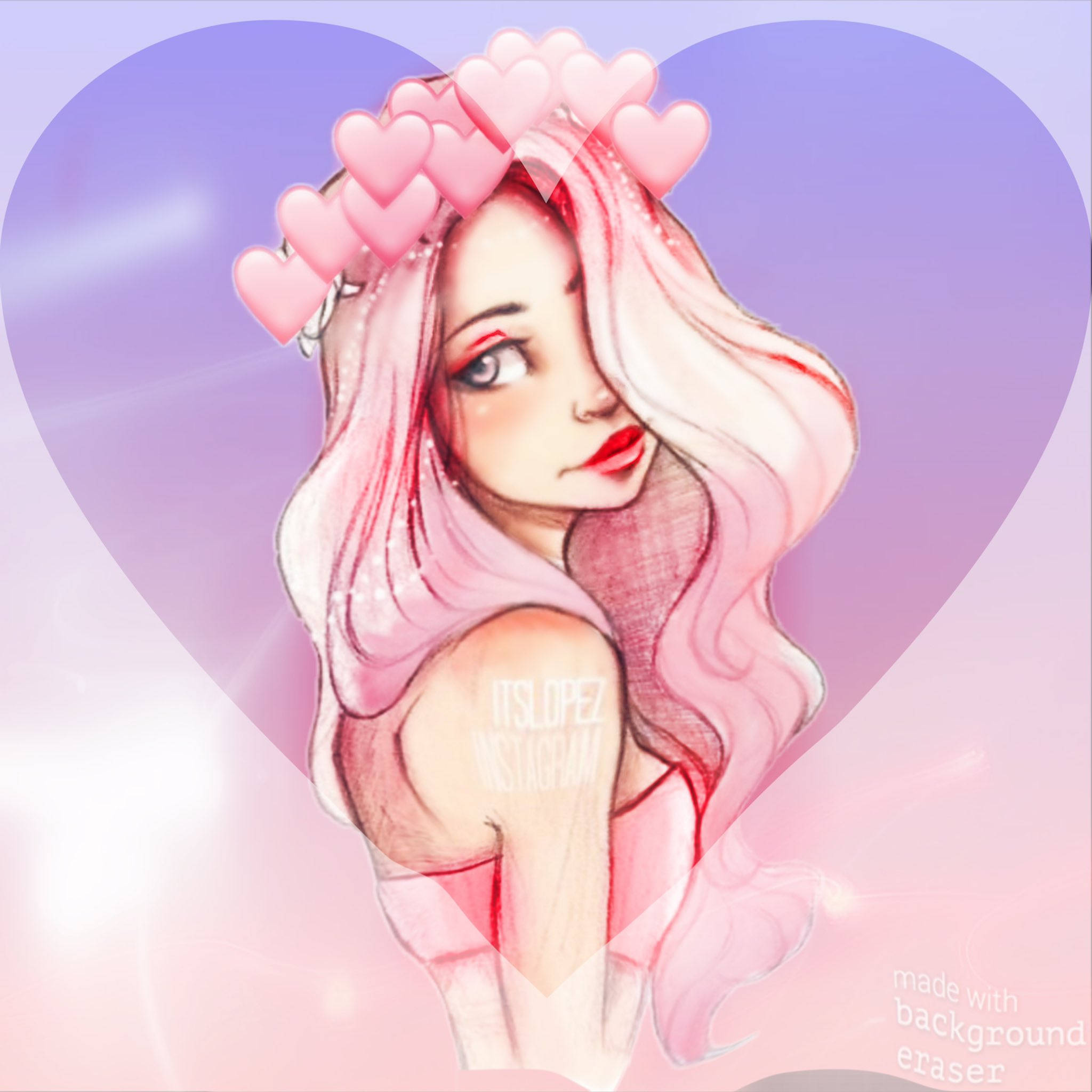 Leah Ashe, pink hair, heart crown, Full HD Desktop Wallpaper