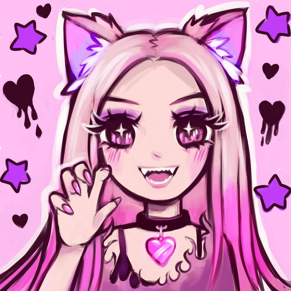 Leah Ashe, pink cat ears, heart necklace, SD Desktop Wallpaper