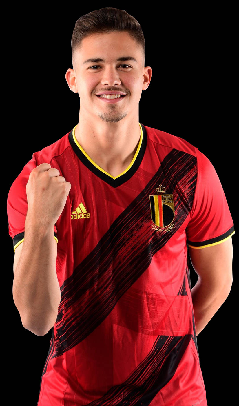 Leander Dendoncker, red Belgium jersey, black background, HD Phone Wallpaper