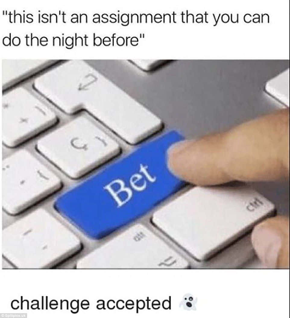 blue 'Bet' key, keyboard, text warning against last-minute work, SD Phone Wallpaper