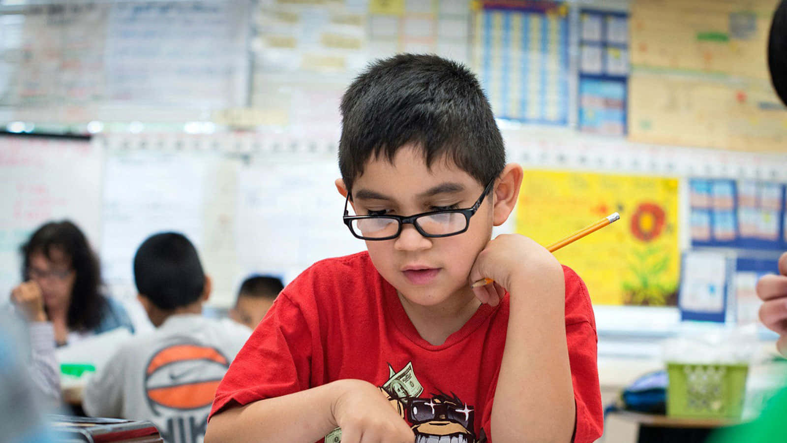 Formative Boy, glasses, red shirt, HD Desktop Wallpaper