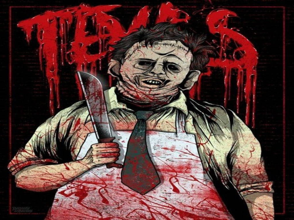 Leatherface, bloody portrait, stitches, SD Desktop Wallpaper
