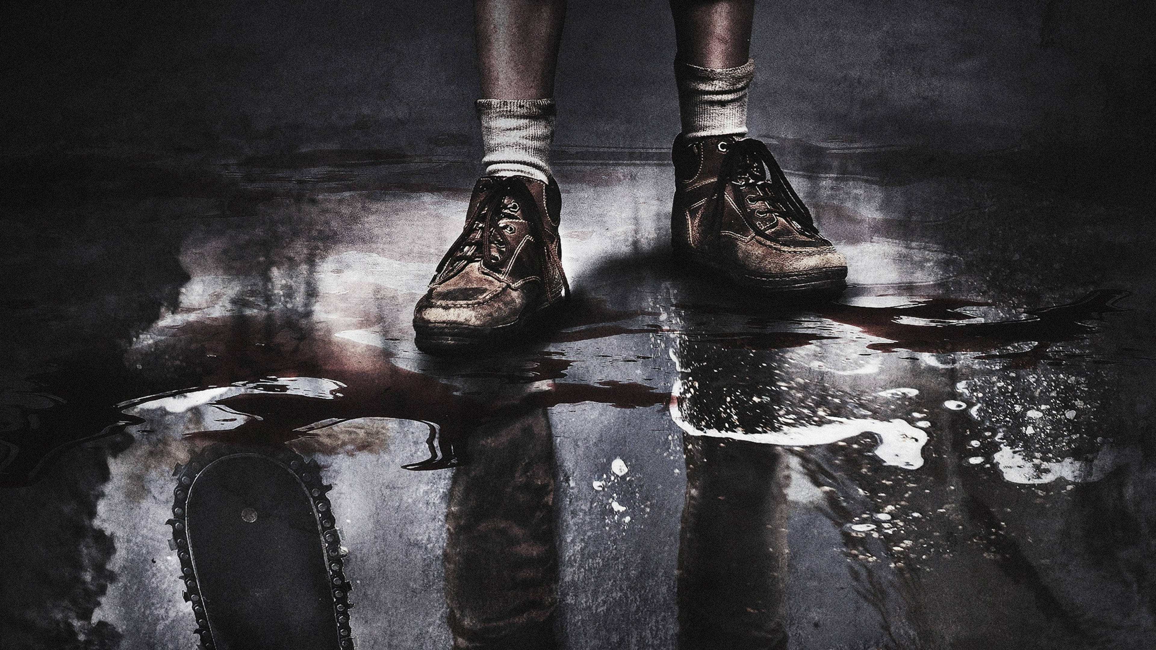 Leatherface, chainsaw blade, dark puddle, 4K Desktop Wallpaper