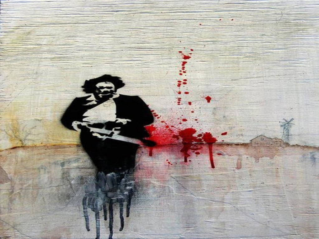 Leatherface, black silhouette, knife, SD Desktop Wallpaper