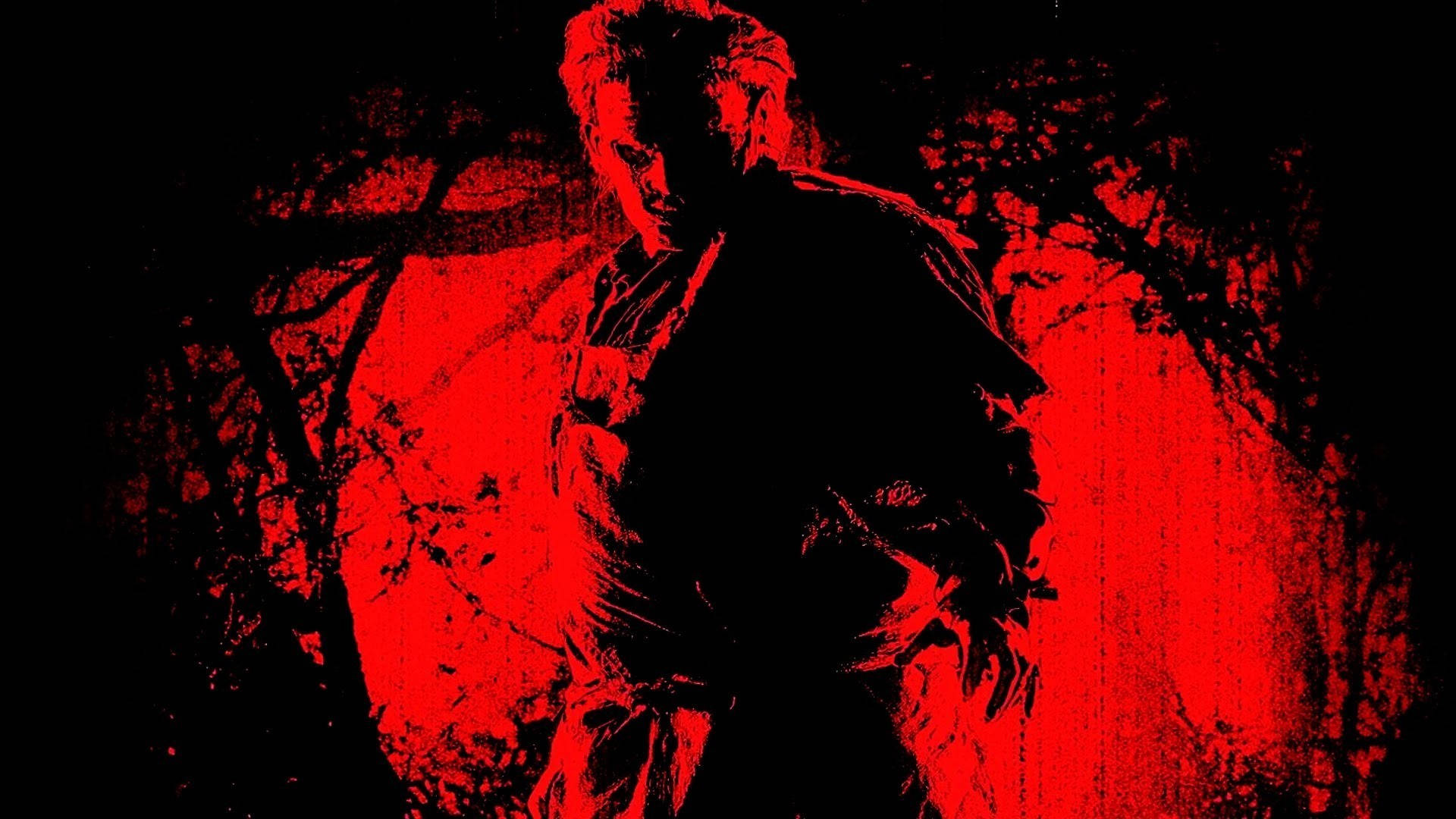 Leatherface, red light, forest, Full HD Desktop Wallpaper
