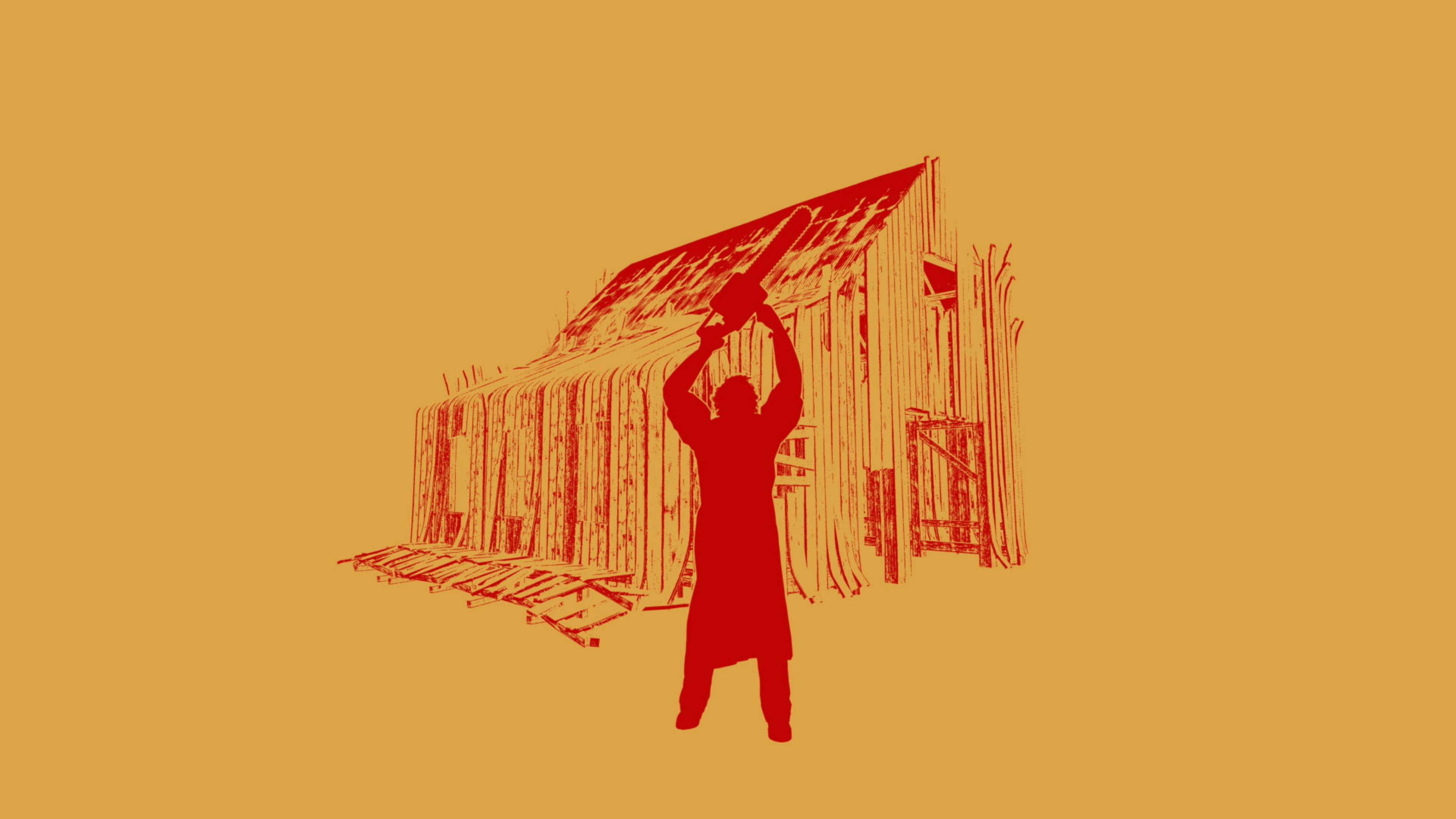 Leatherface, chainsaw, dilapidated wooden barn, 4K Desktop Wallpaper