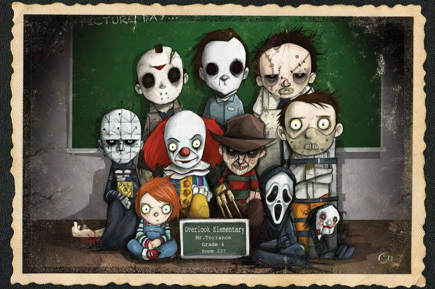 Leatherface, iconic horror movie villains, dilapidated classroom, HD Desktop Wallpaper