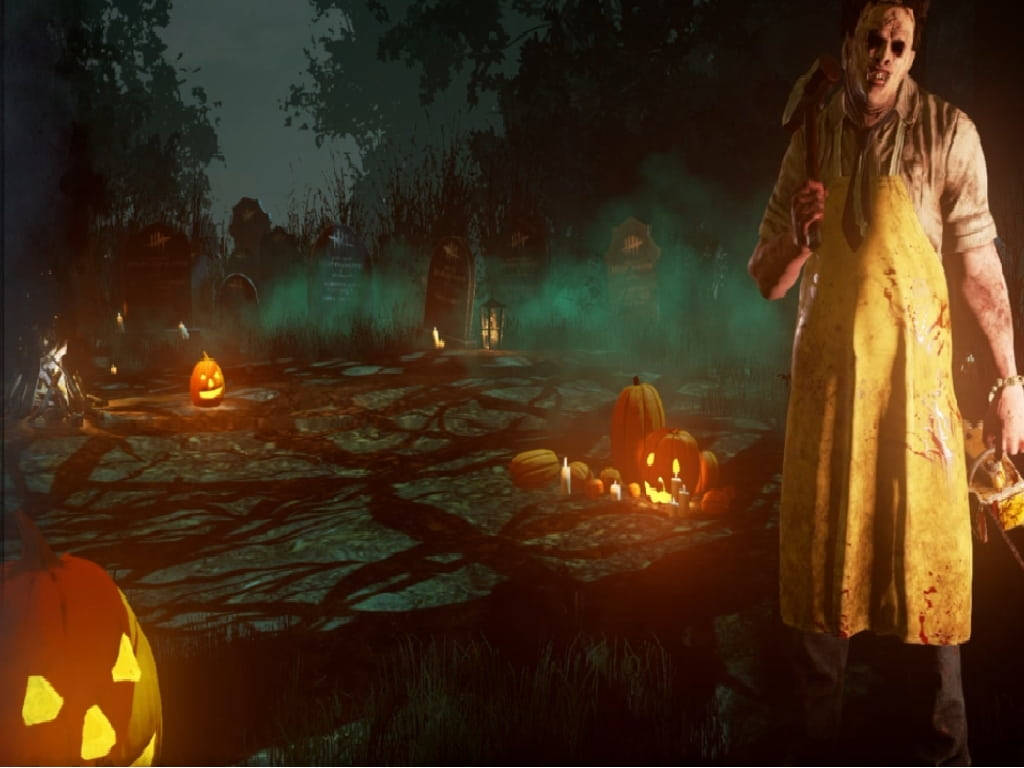 Leatherface, halloween, bloodstained yellow apron, SD Desktop Wallpaper