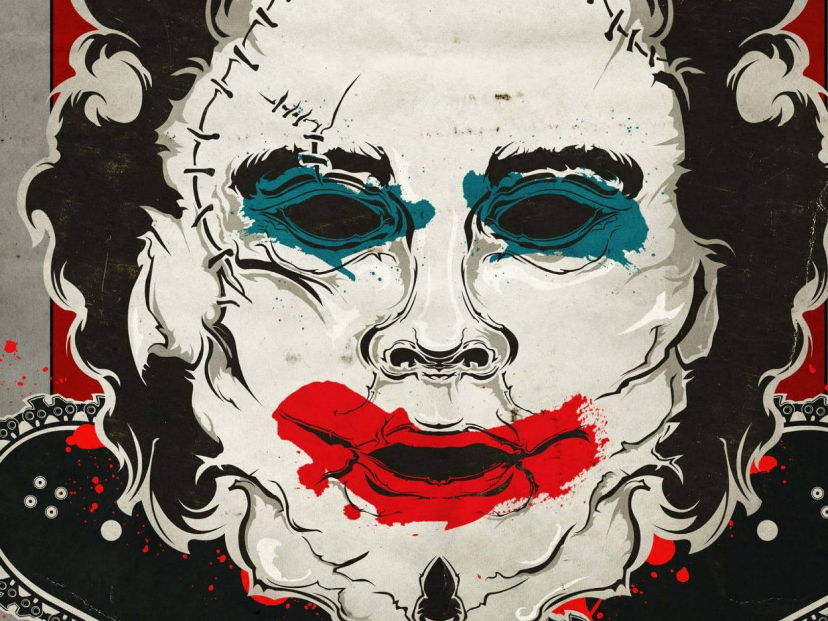Leatherface, stitched face, teal eye makeup, HD Desktop Wallpaper
