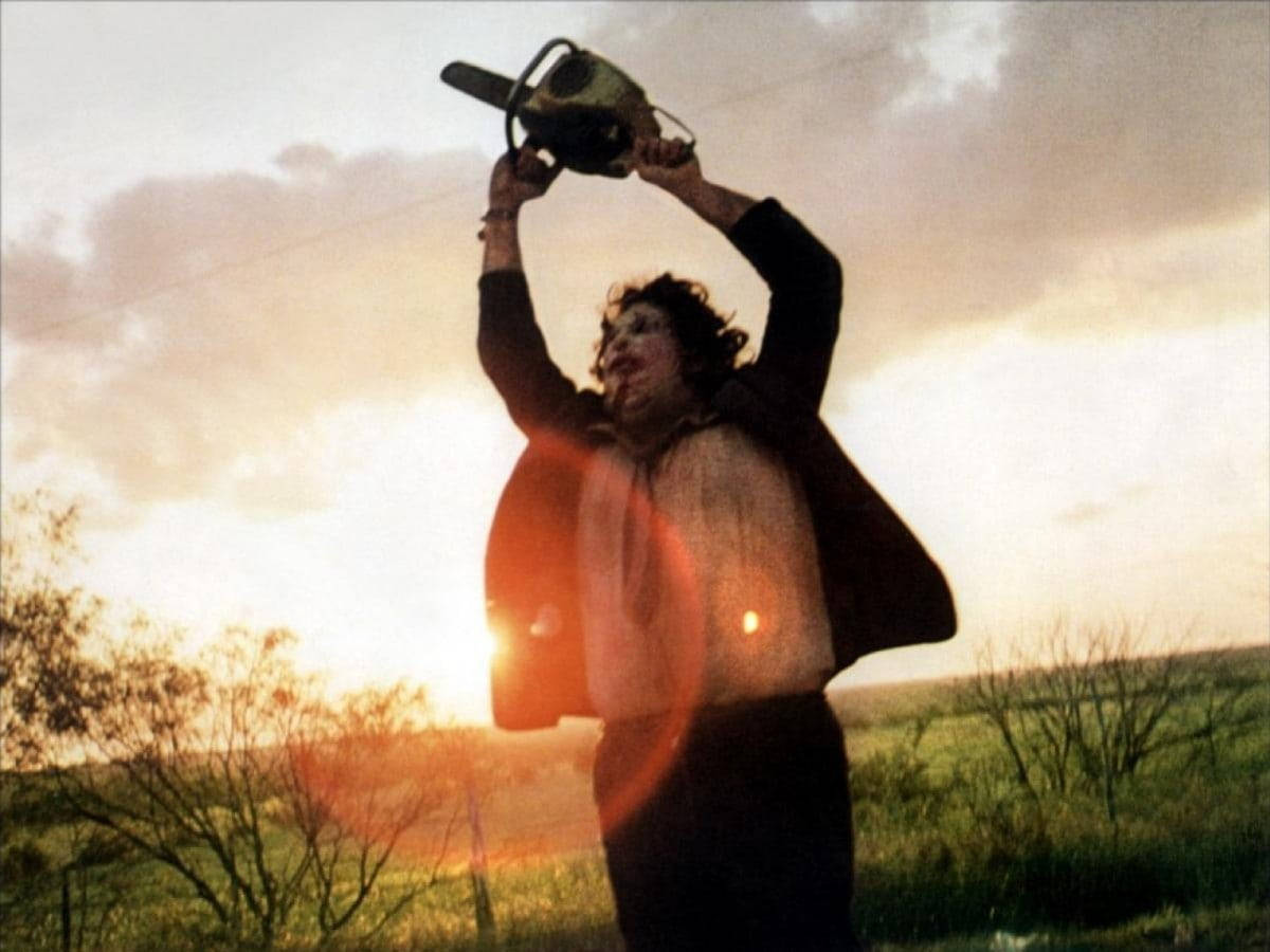 Leatherface, chainsaw, sunset, SD Desktop Wallpaper