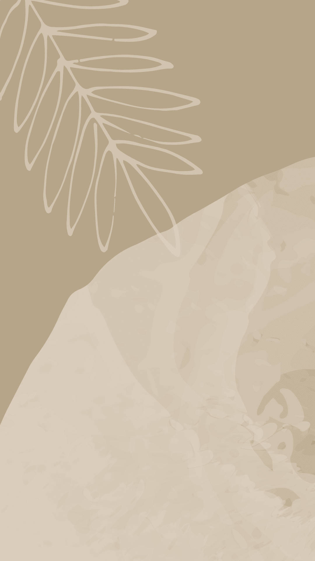 beige, white leaf outline, textured abstract shape, Full HD Phone Wallpaper