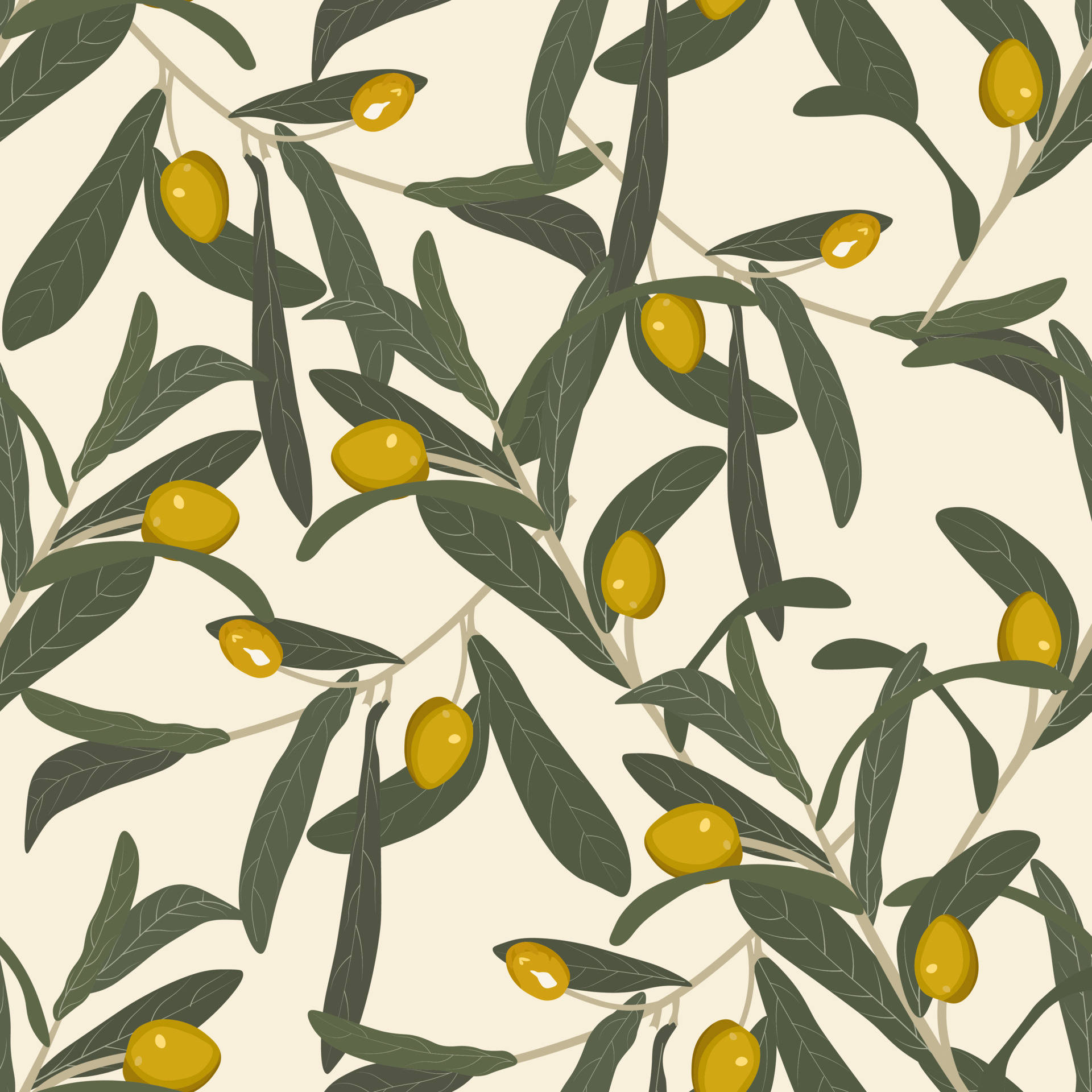 olive branch, dark green leaves, golden olives, Full HD Desktop Wallpaper