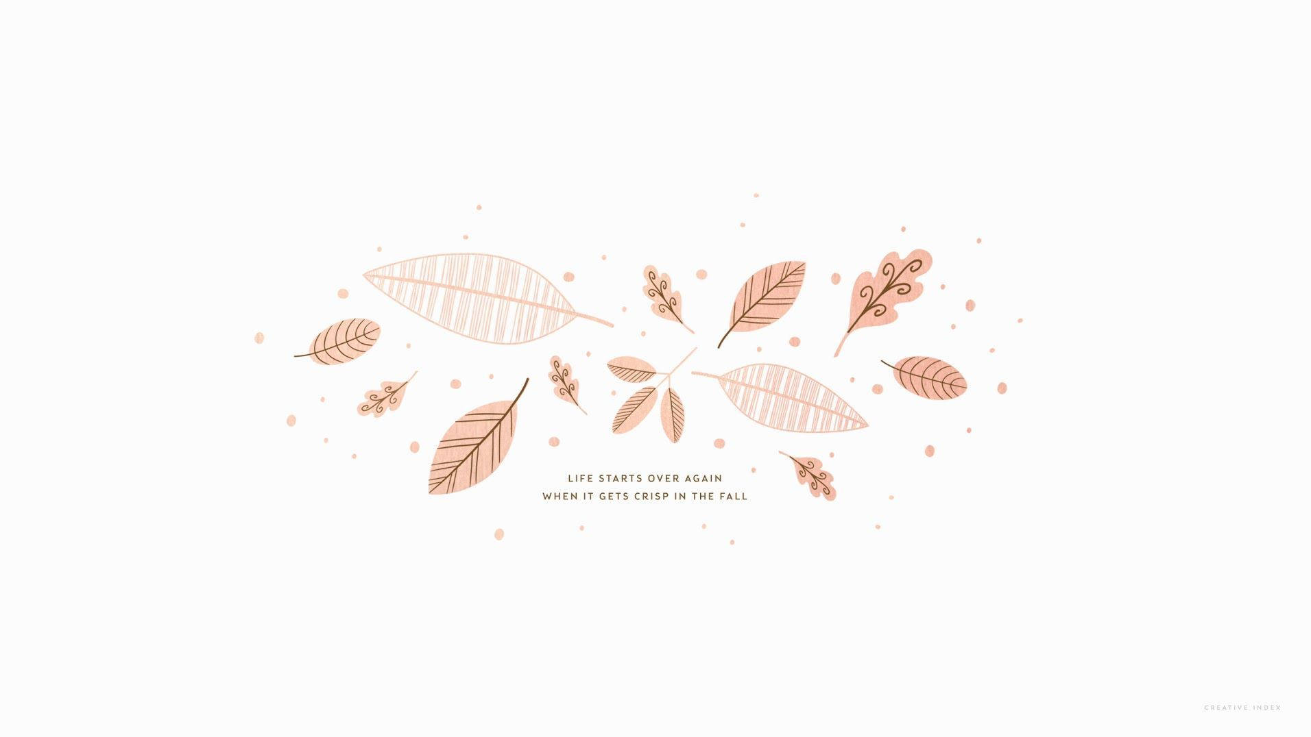 fall leaves, peach-toned, illustrated leaves, HD Desktop Wallpaper