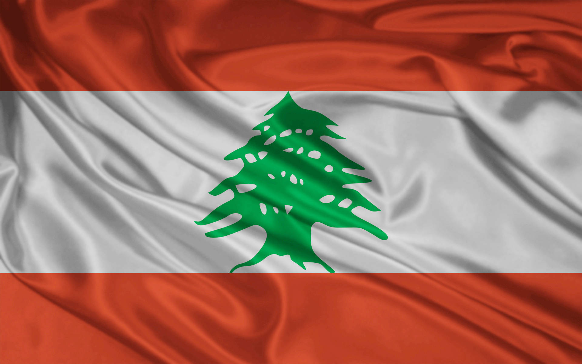 Lebanon flag, red white and green stripes, cedar tree emblem, Full HD Desktop Wallpaper
