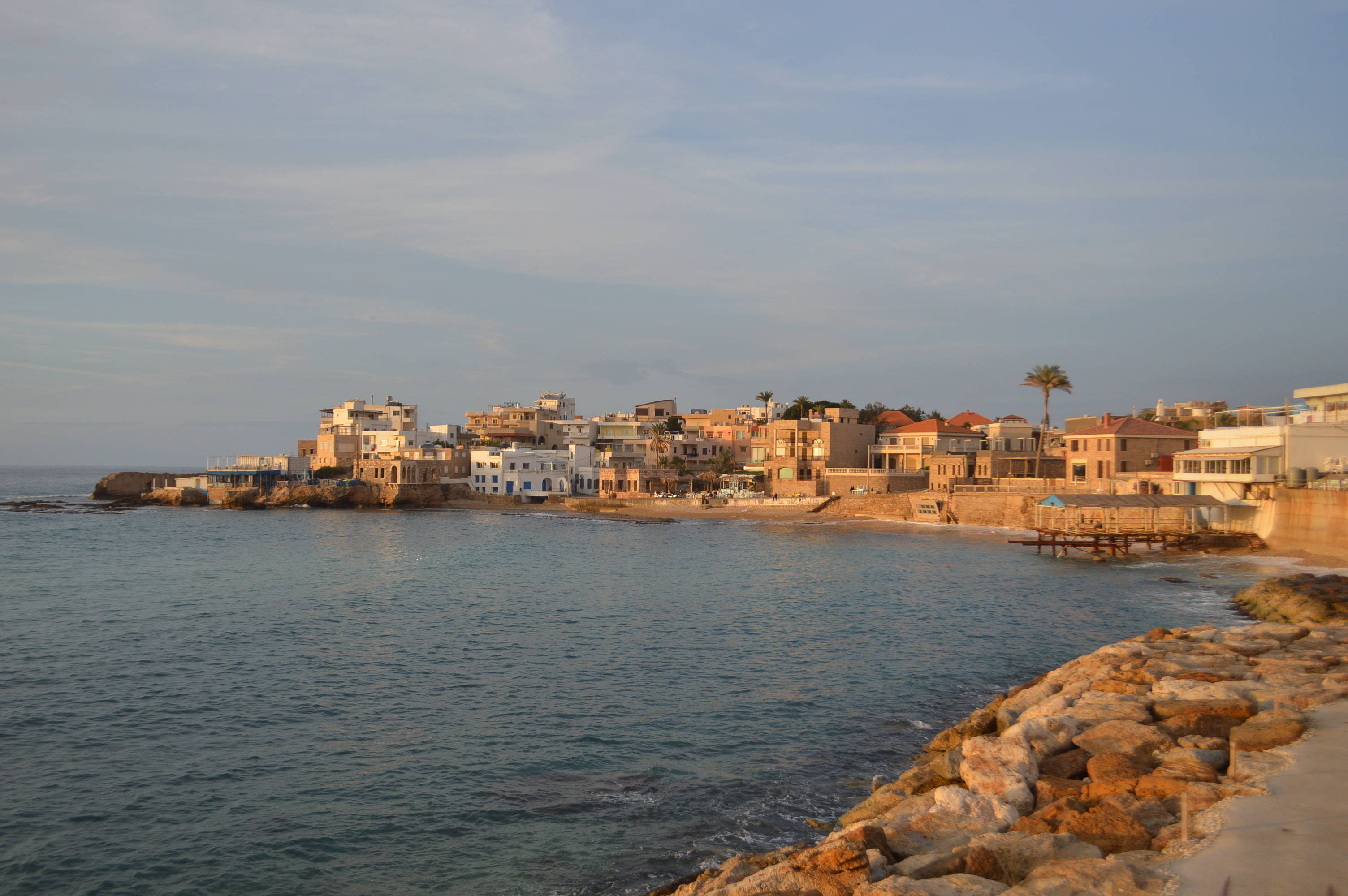 Lebanon, coastal town, terracotta-roofed buildings, 2K Desktop Wallpaper