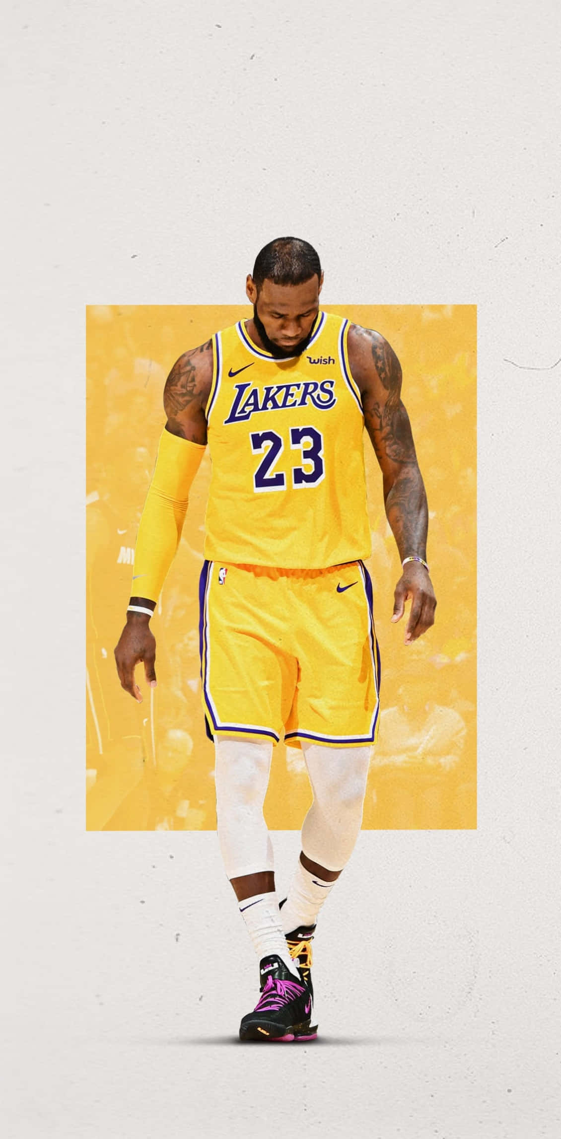 Lebron James, iPhone, yellow Lakers jersey, Full HD Phone Wallpaper
