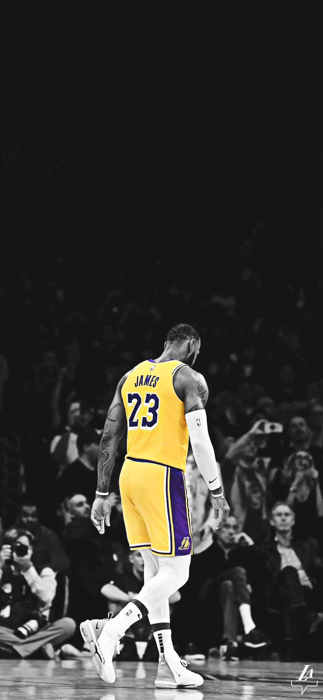 Lebron James, iPhone, yellow Lakers jersey, Full HD Phone Wallpaper