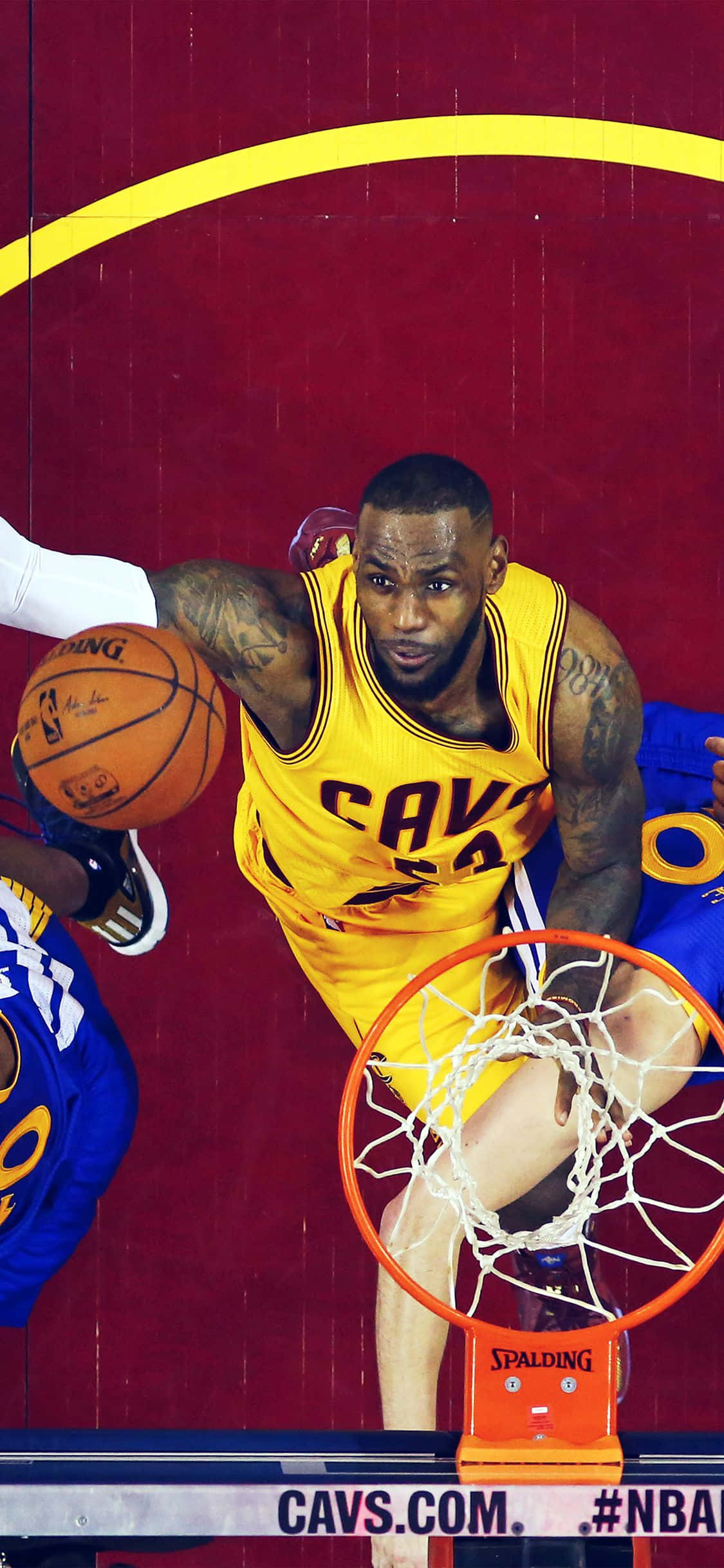 Lebron James, iPhone, yellow Cavs jersey, Full HD Phone Wallpaper