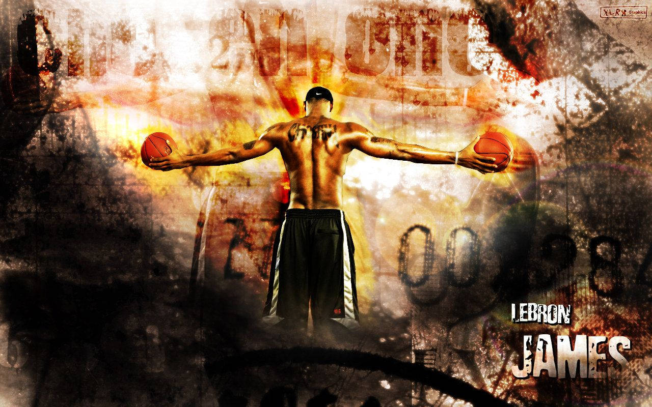 Lebron James, basketballs, gritty textured background, HD Desktop Wallpaper