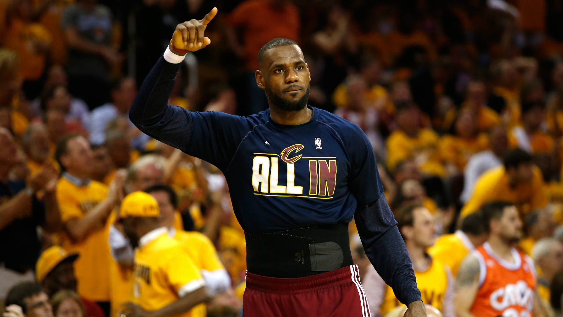 LeBron James, navy ALL IN jersey, basketball game, Full HD Desktop Wallpaper