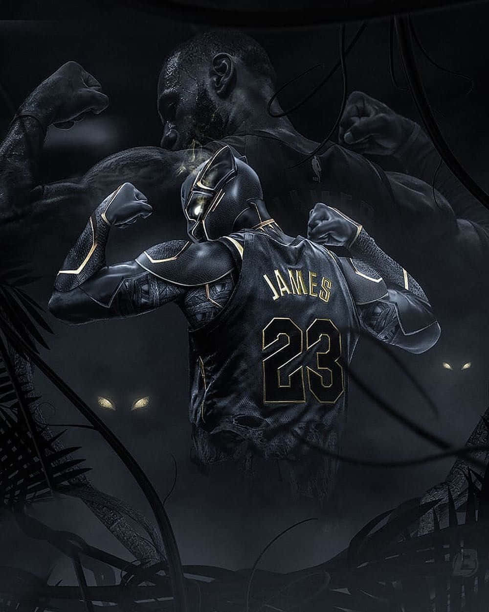 LeBron James, JAMES 23, black and gold, SD Phone Wallpaper