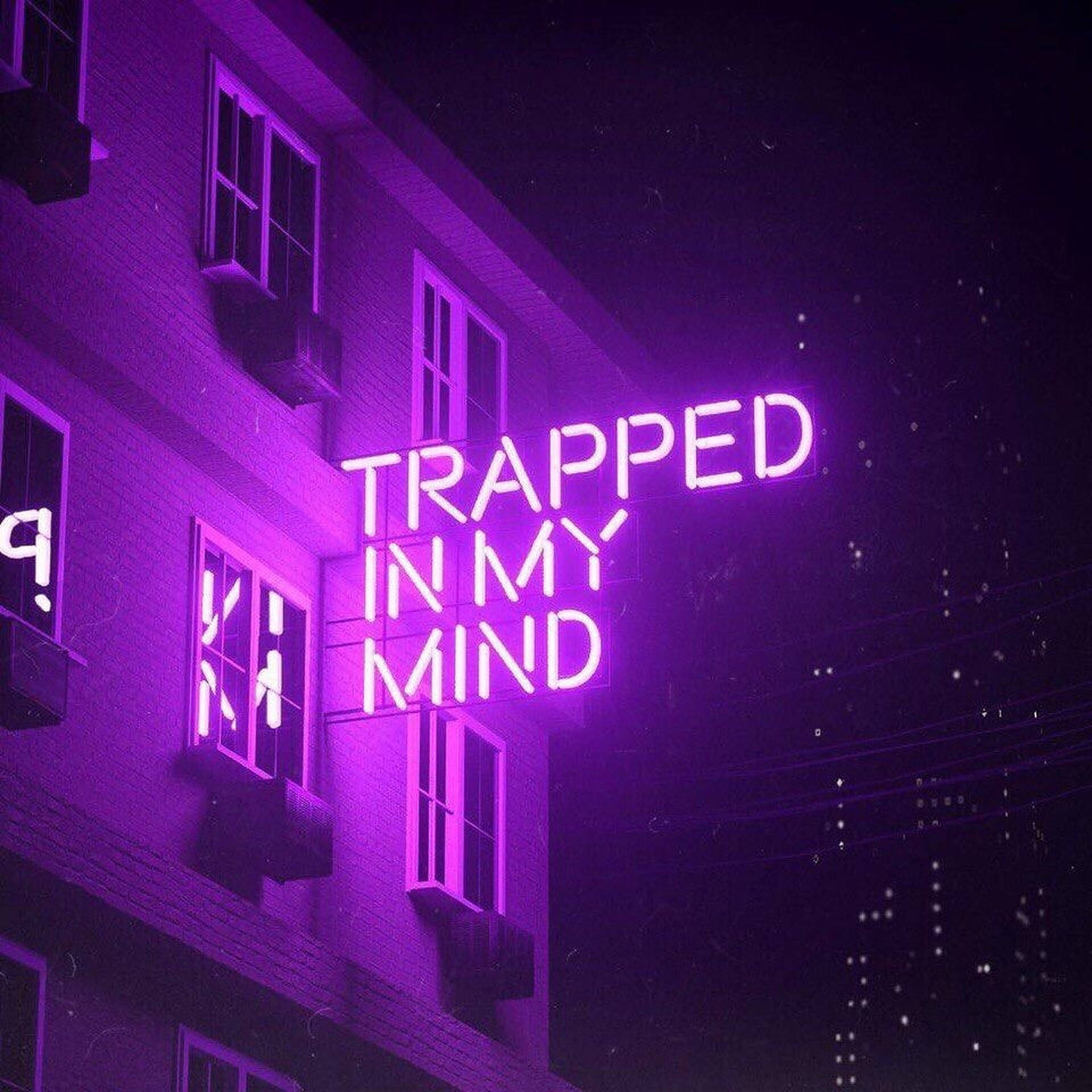 trapped in my mind, neon sign, purple, Full HD Desktop Wallpaper