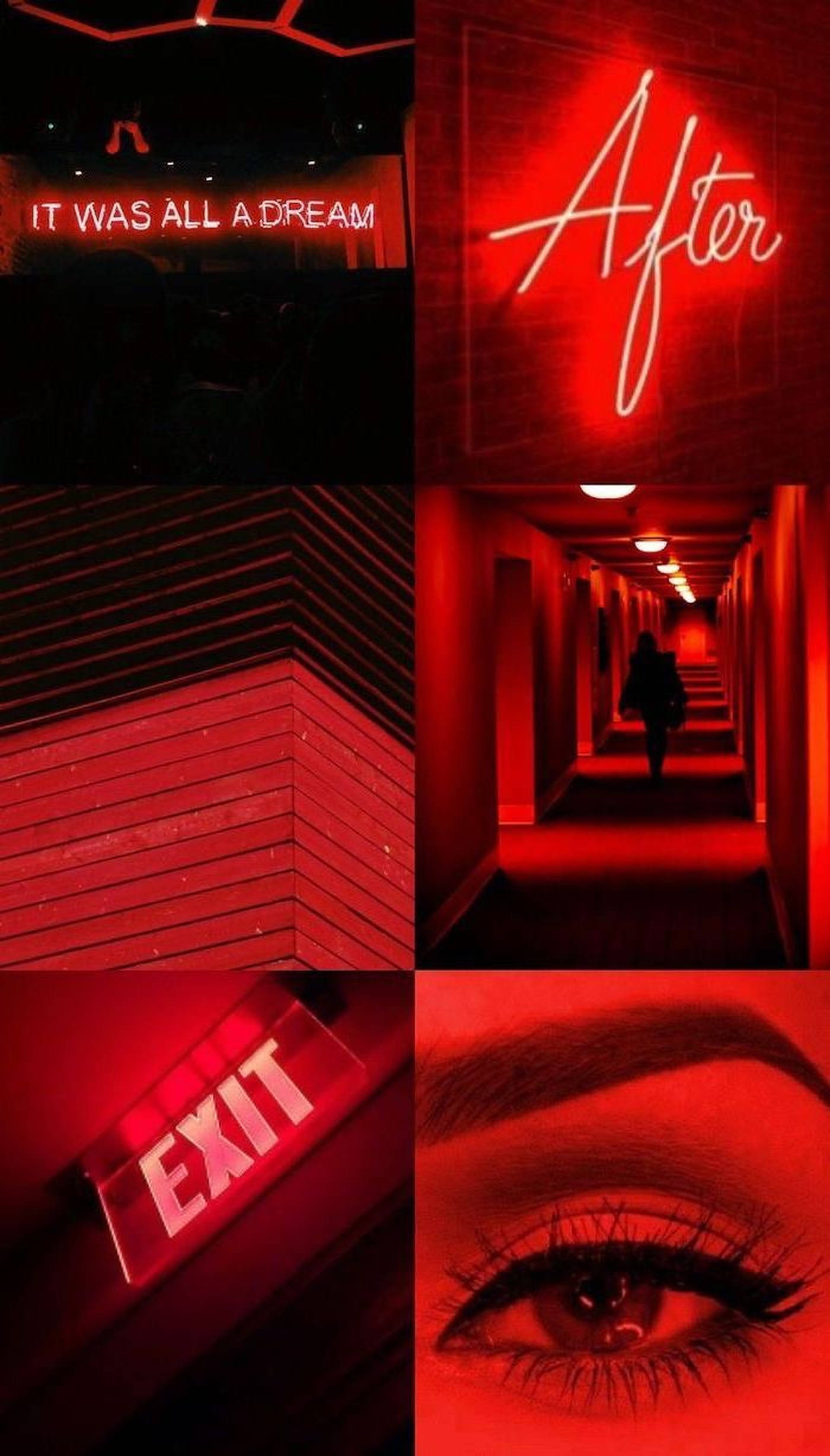 red aesthetic, neon signs, exit sign, Full HD Phone Wallpaper