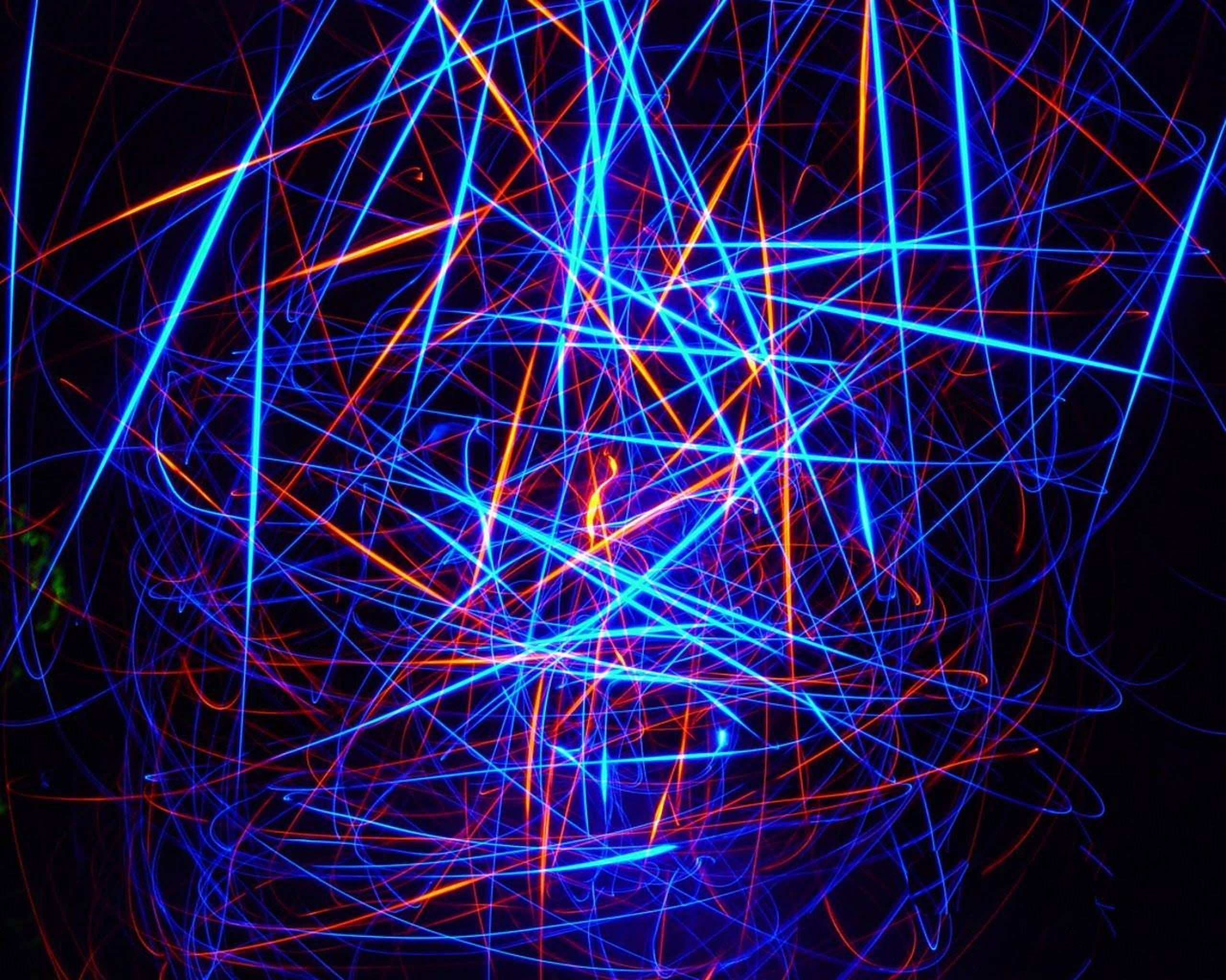 abstract lines, LED light, vibrant blue, 2K Desktop Wallpaper