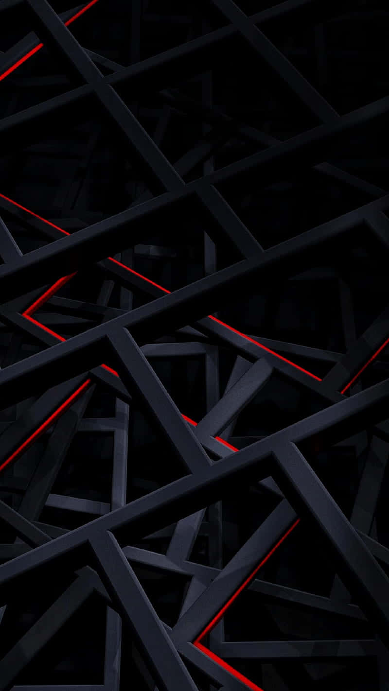 Amoled S 3D Framework, glowing red lines, dark geometric lattice, HD Phone Wallpaper