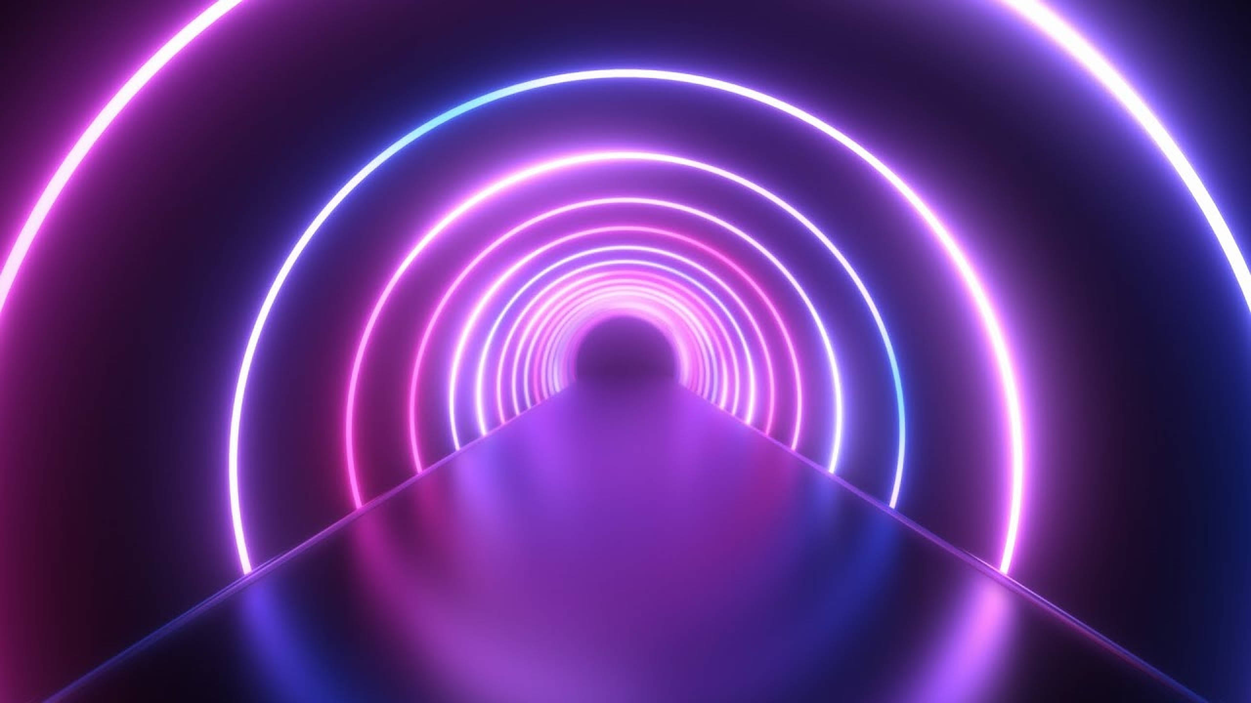 Round Hallway LED Light, neon rings, purple, 2K Desktop Wallpaper