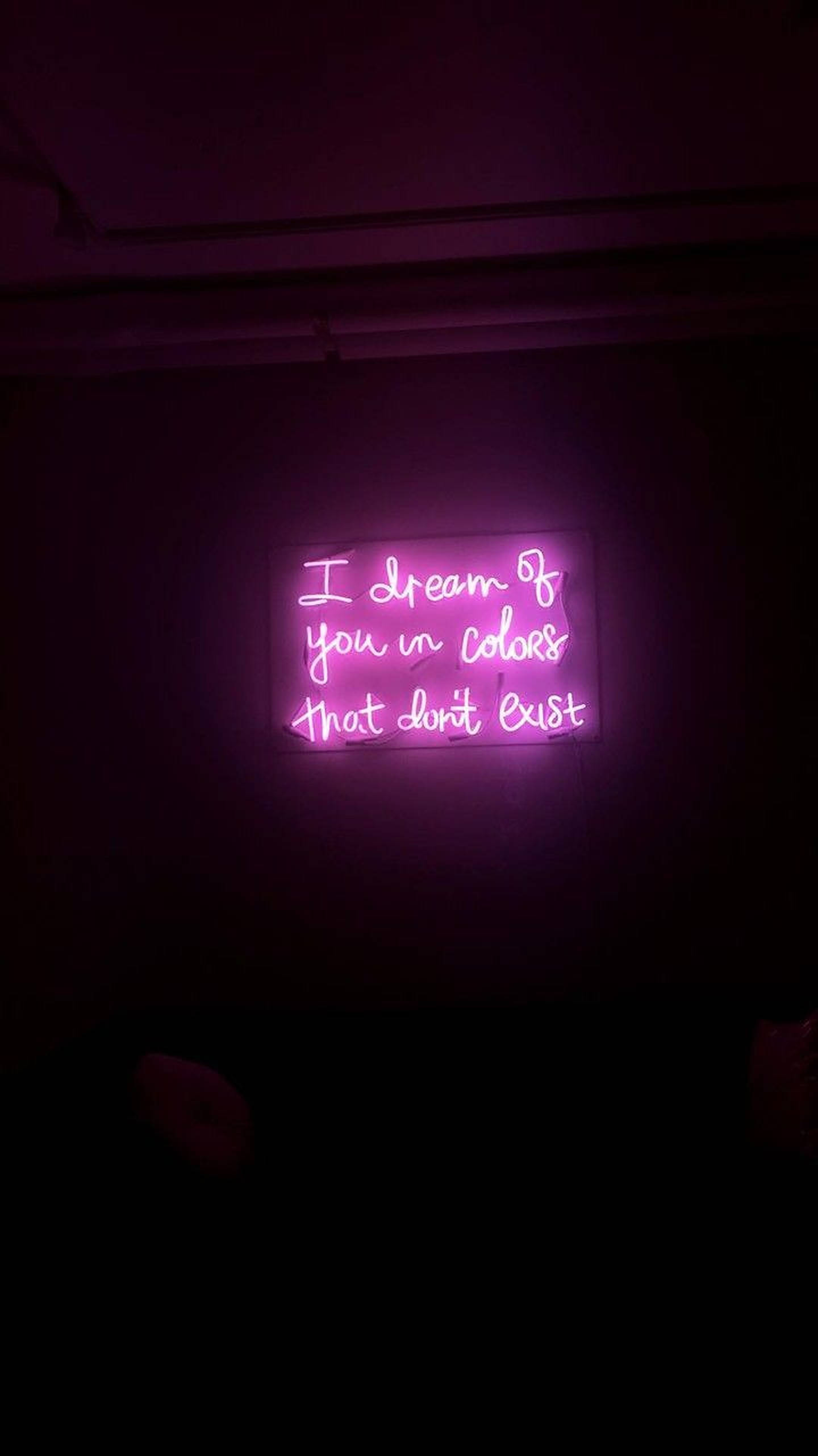 I Dream Of You LED Light, pink neon sign, cursive text, 2K Phone Wallpaper
