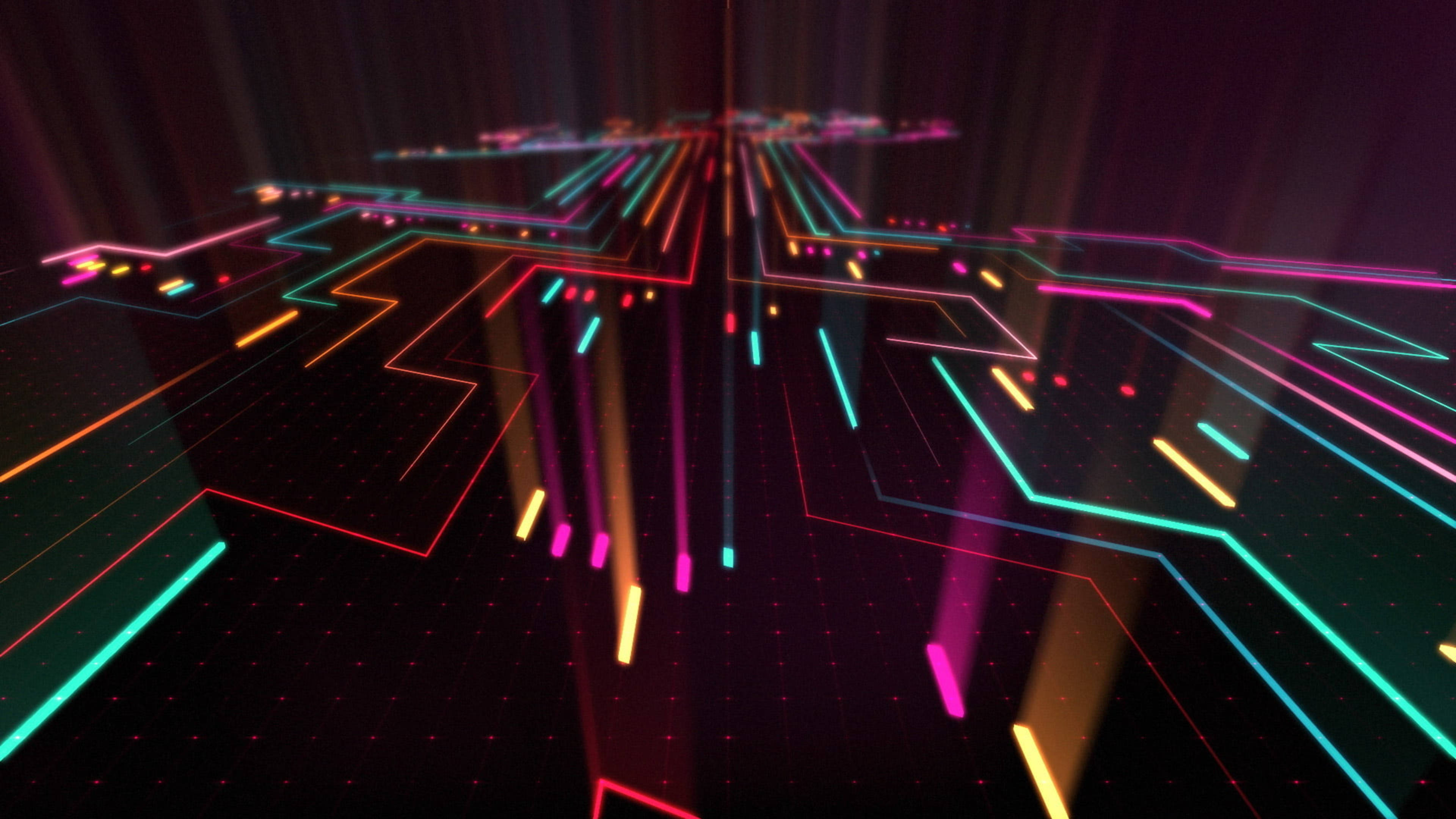 multicolored abstract led, neon circuit lines, futuristic digital tunnel, 4K Desktop Wallpaper