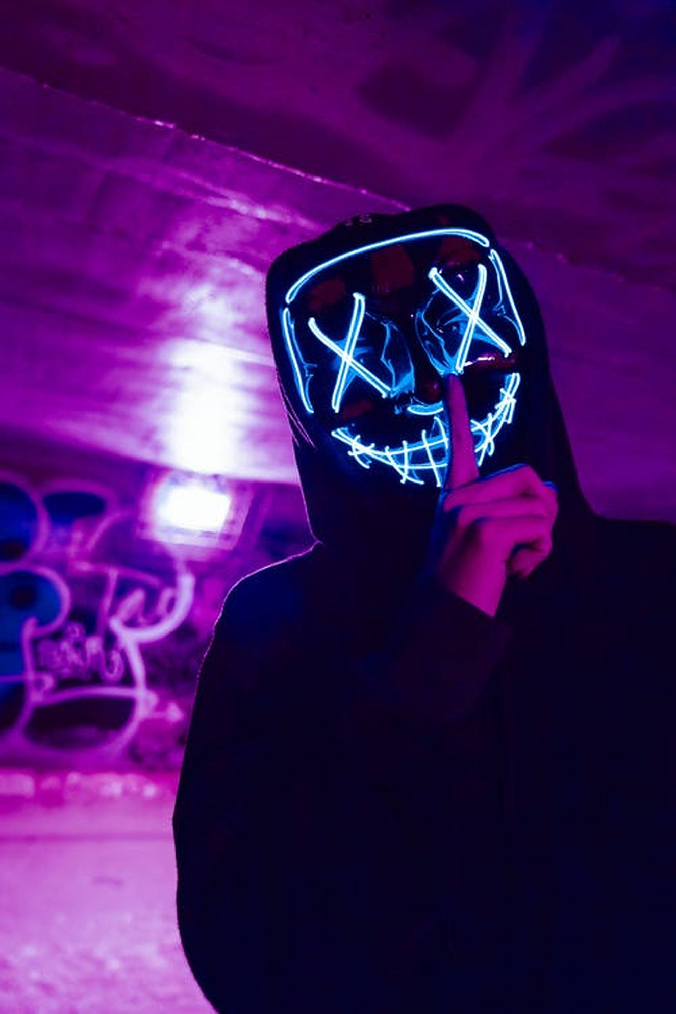 LED Light Mask, glowing blue LED mask, X eyes, Full HD Phone Wallpaper