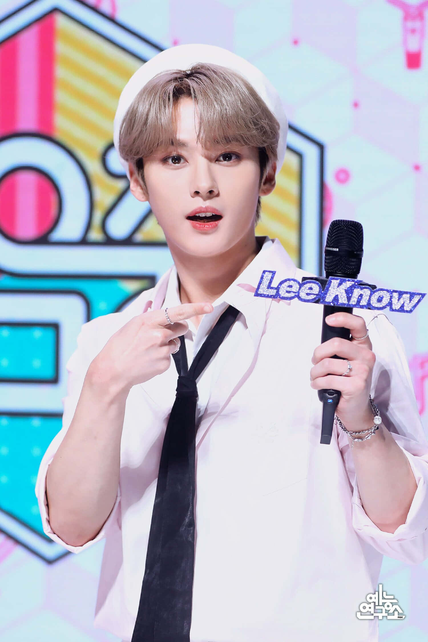 Lee Know, white shirt, black tie, Full HD Phone Wallpaper